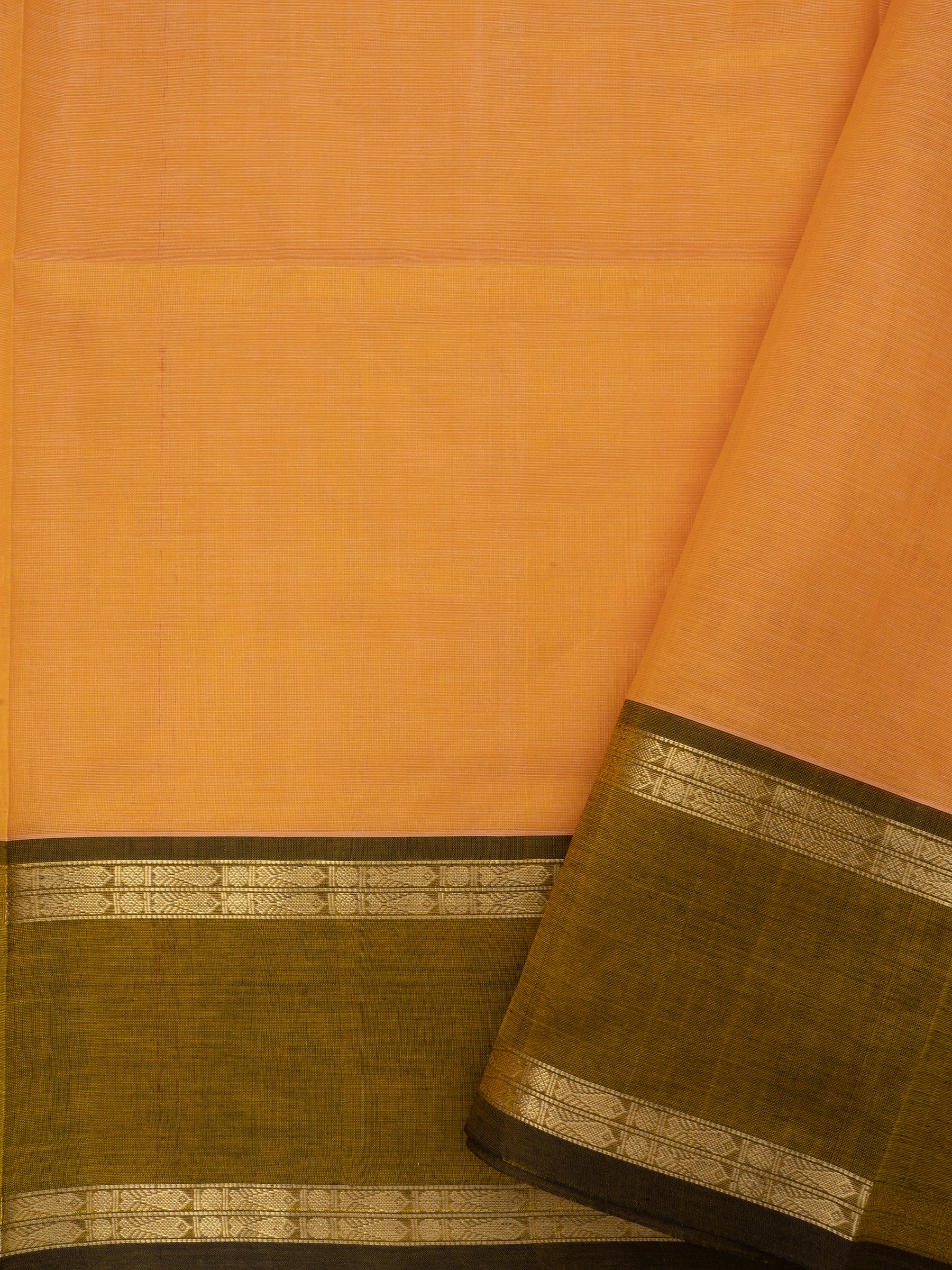 Orange shot yellow and maanthulir rettapet border/ Silk Cotton Saree CLSA9677