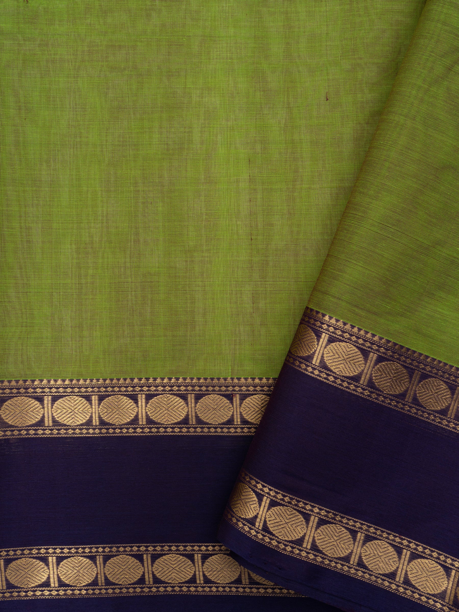 Green and deep blue rettapet border/ Silk Cotton Saree CLSA9684