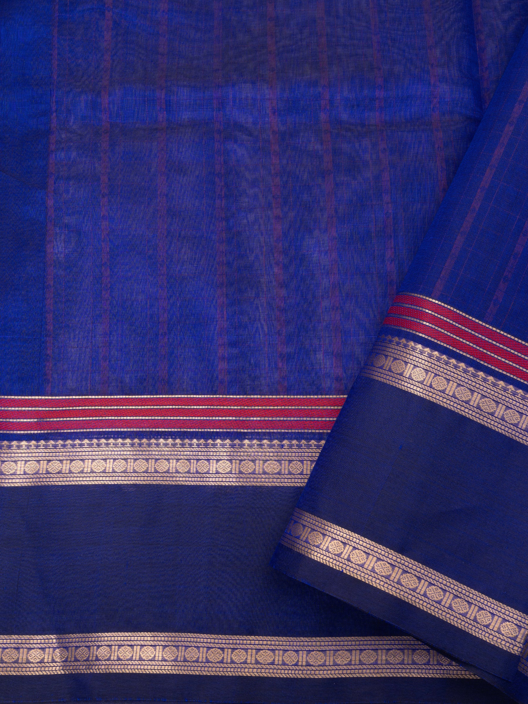 Royal blue rettapet border/ Silk Cotton Saree CLSA9723