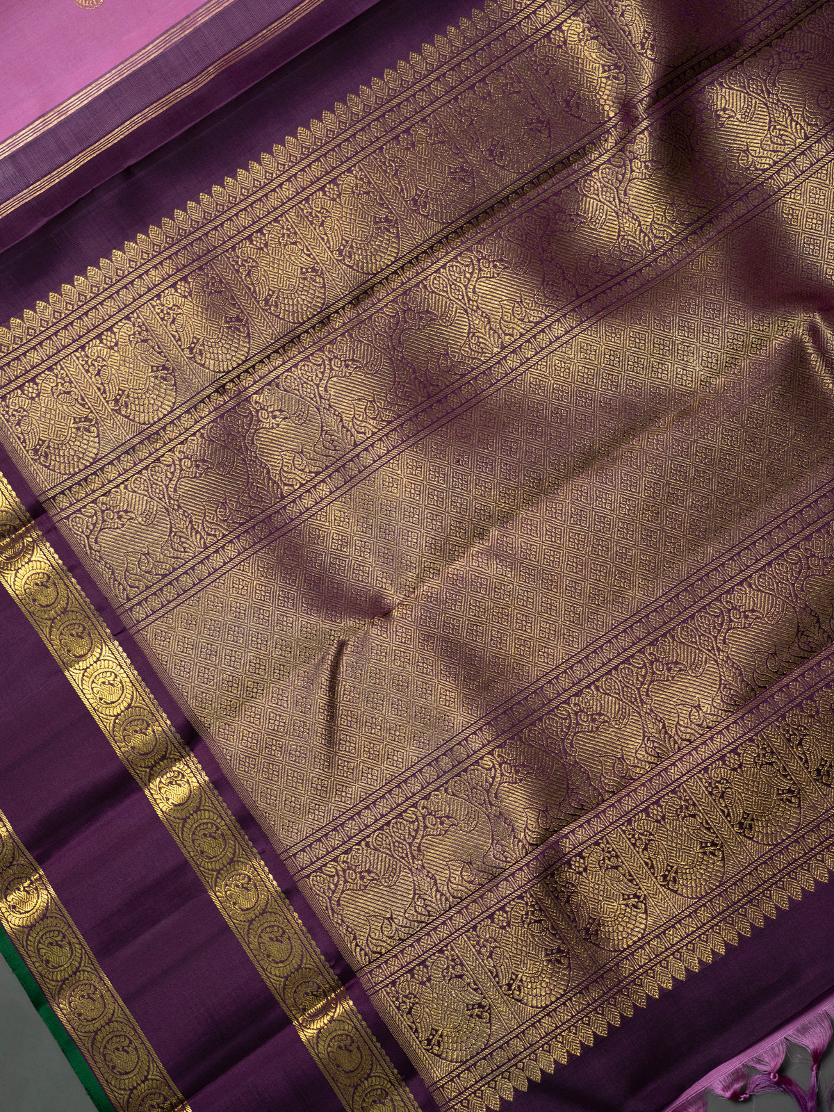 Vintage retta pet geva pink Pure Kanjipuram Silk Saree CLSA9897