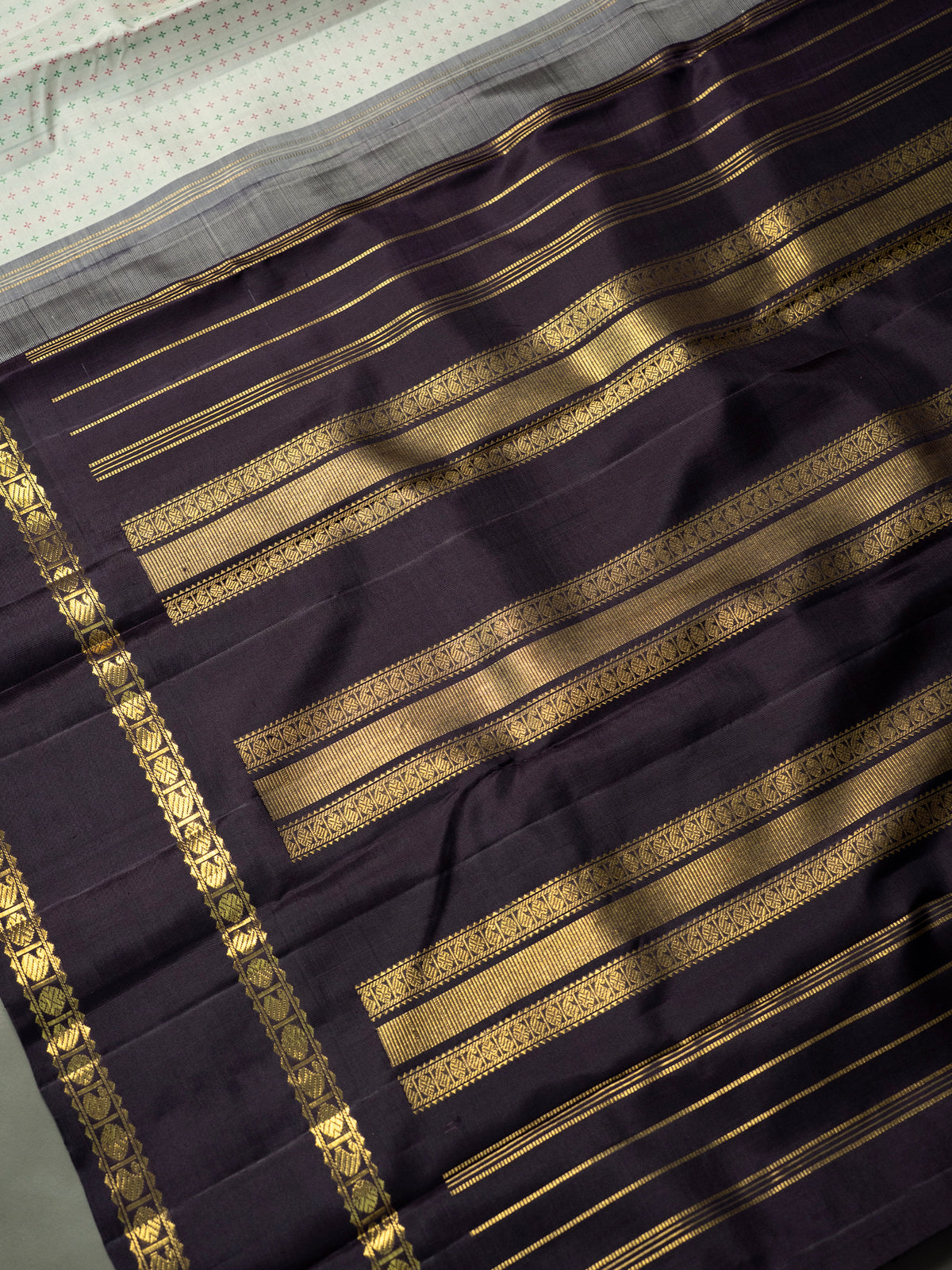 Off white thread plus butta Rettapet Korvai pure zari/Kanjipuram Silk Saree CLSA9929
