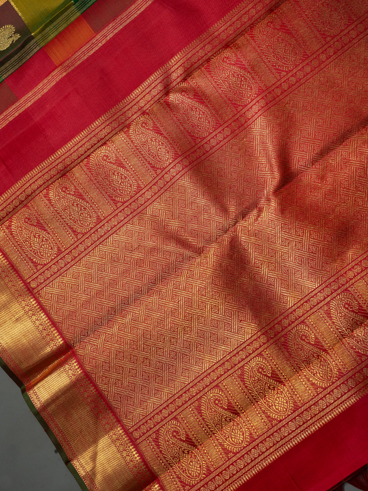 Palum Pazhamum kattam with Zari butta pure Zari /Kanjipuram Silk Saree CLSA11758