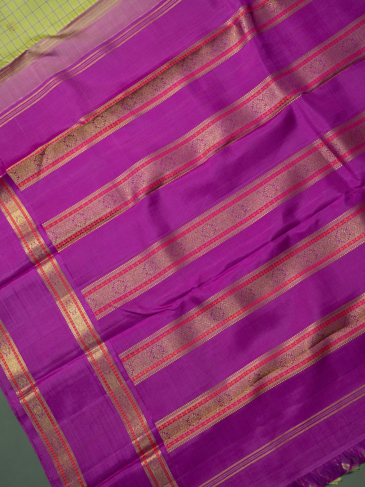 Pista green vintage kattam pink rettapet border kai korvai/ Kanjipuram Silk Saree CLSA