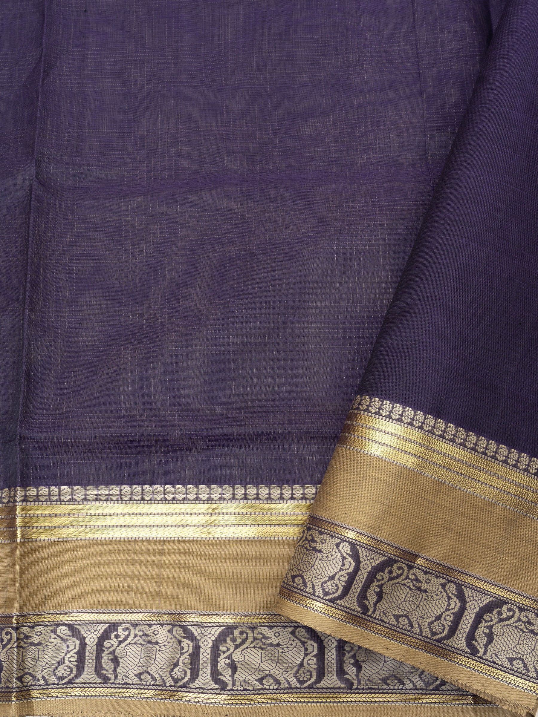 Dark blue and mustard kattam / Silk Cotton