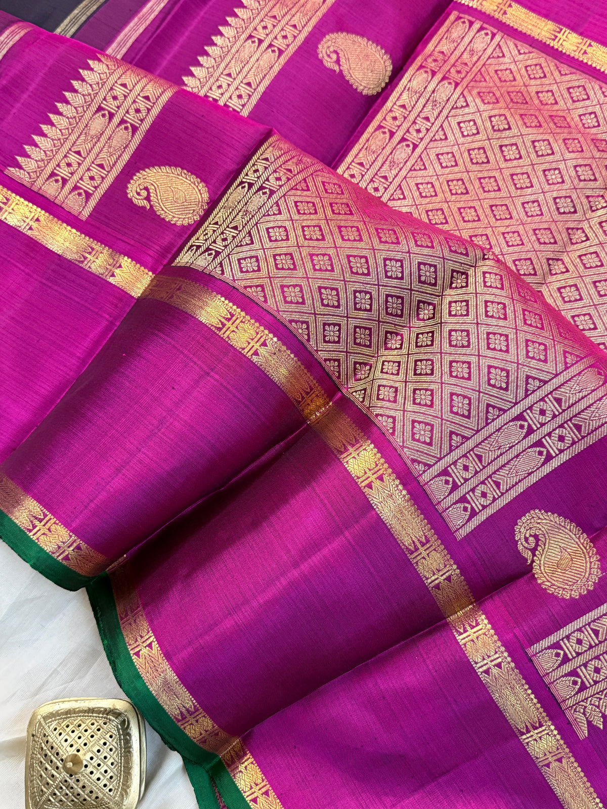 Kanchana colour Rettapet border pure Zari / kanjipuram silk saree clsa 11312