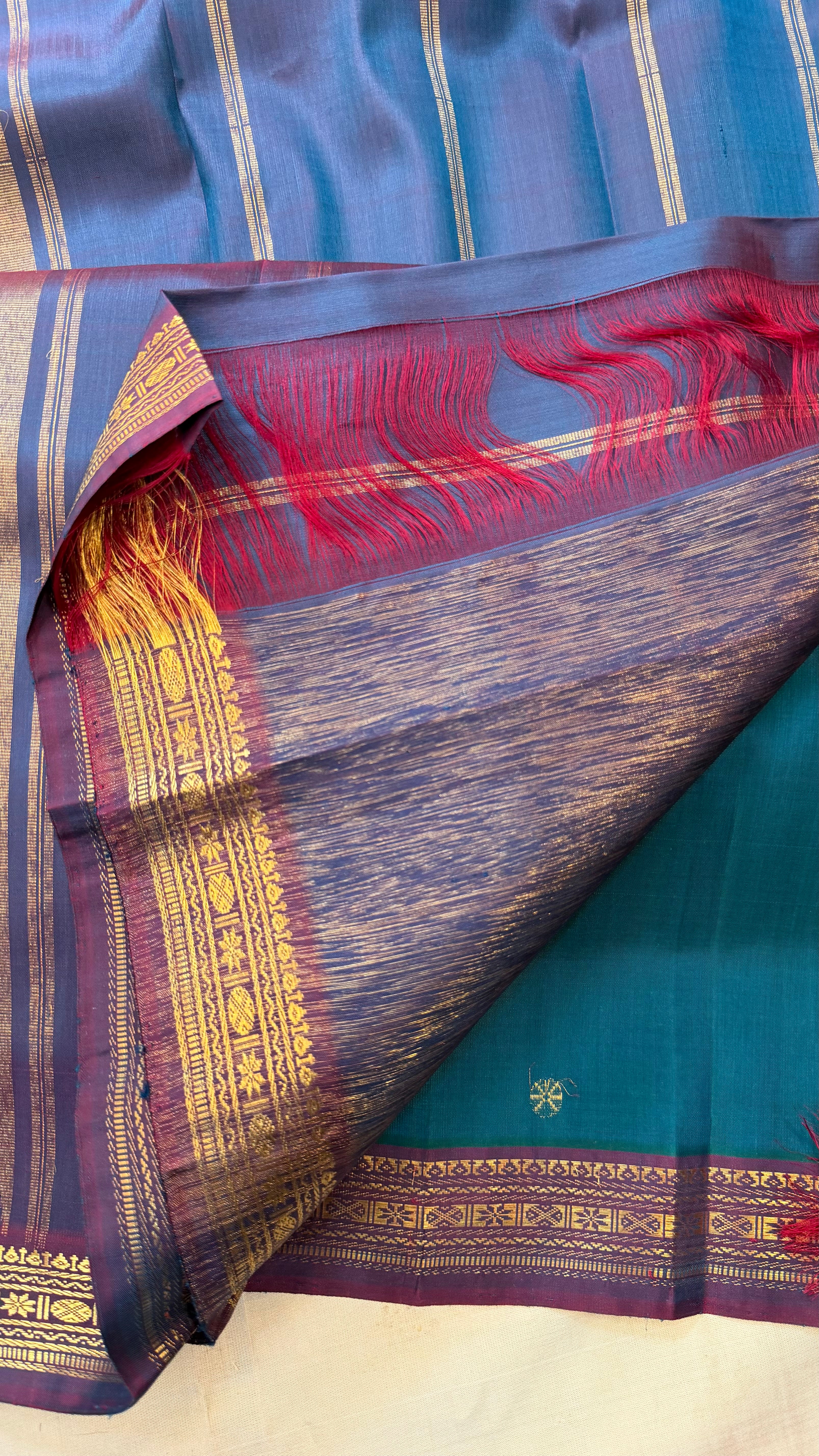 Rama blue small border/ Arani silk