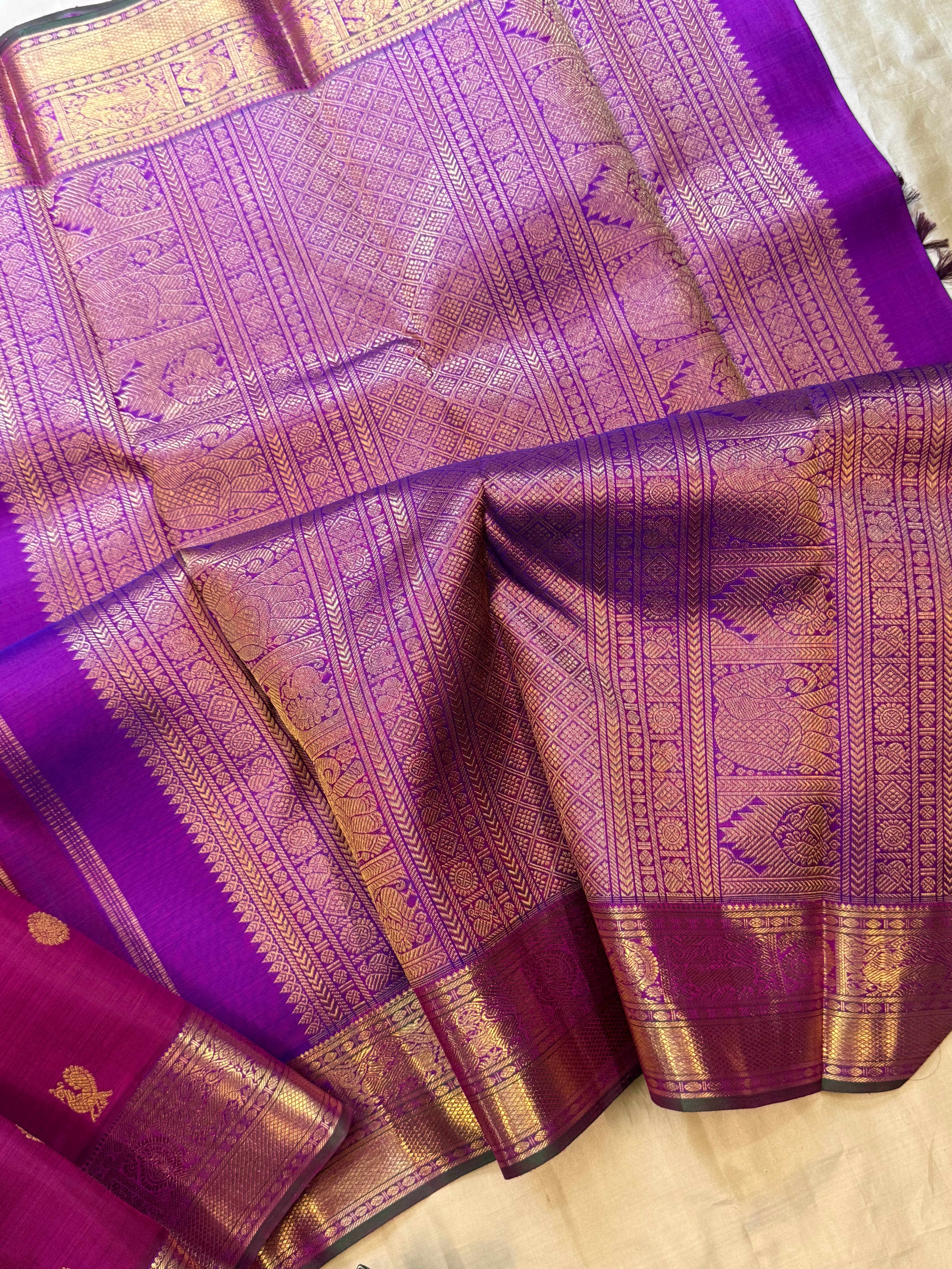 Magenta pink and purple / Kanjipuram silk