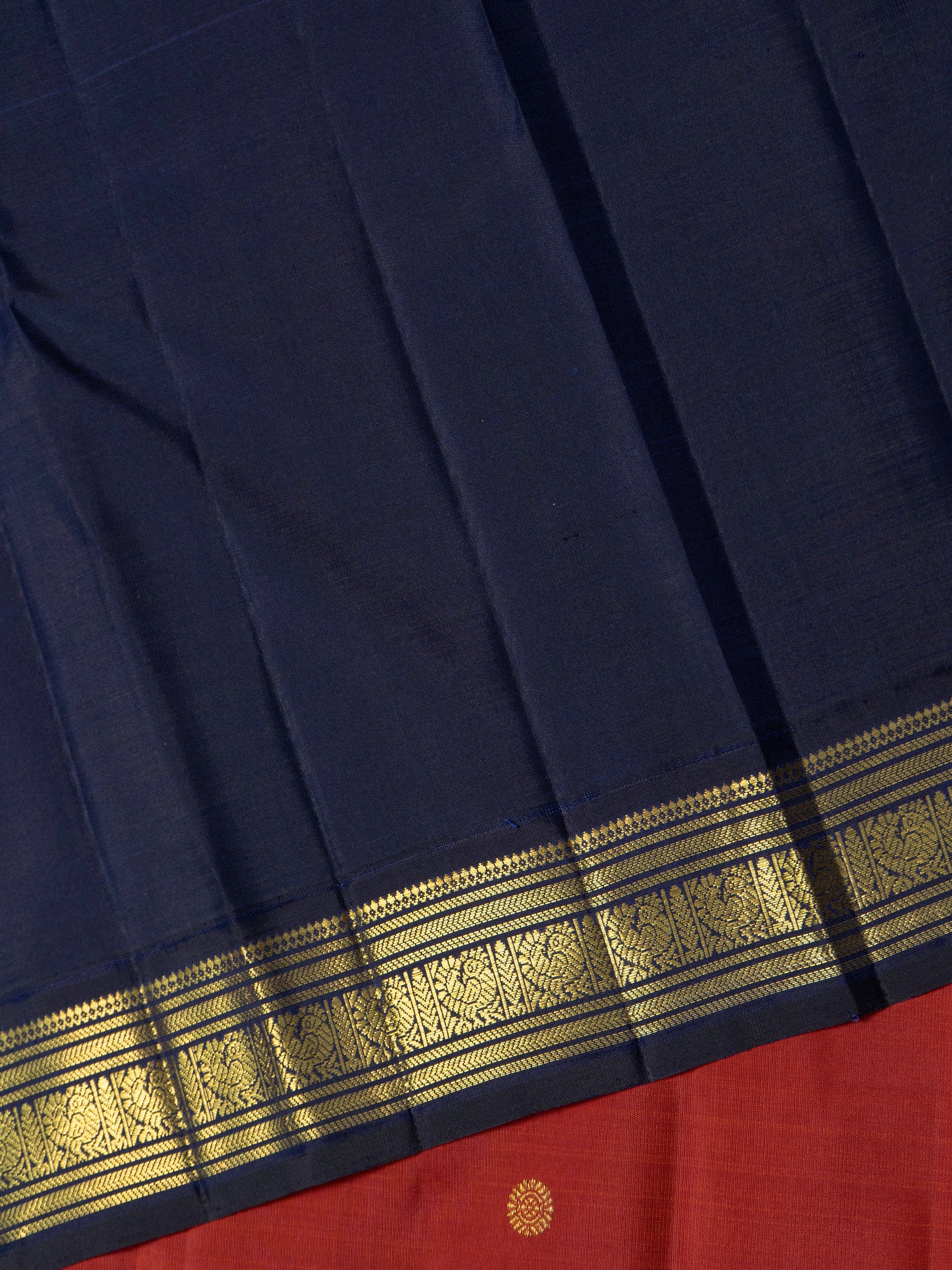 Rust Korvai dark blue border Kanjipuram Saree CLSA10046
