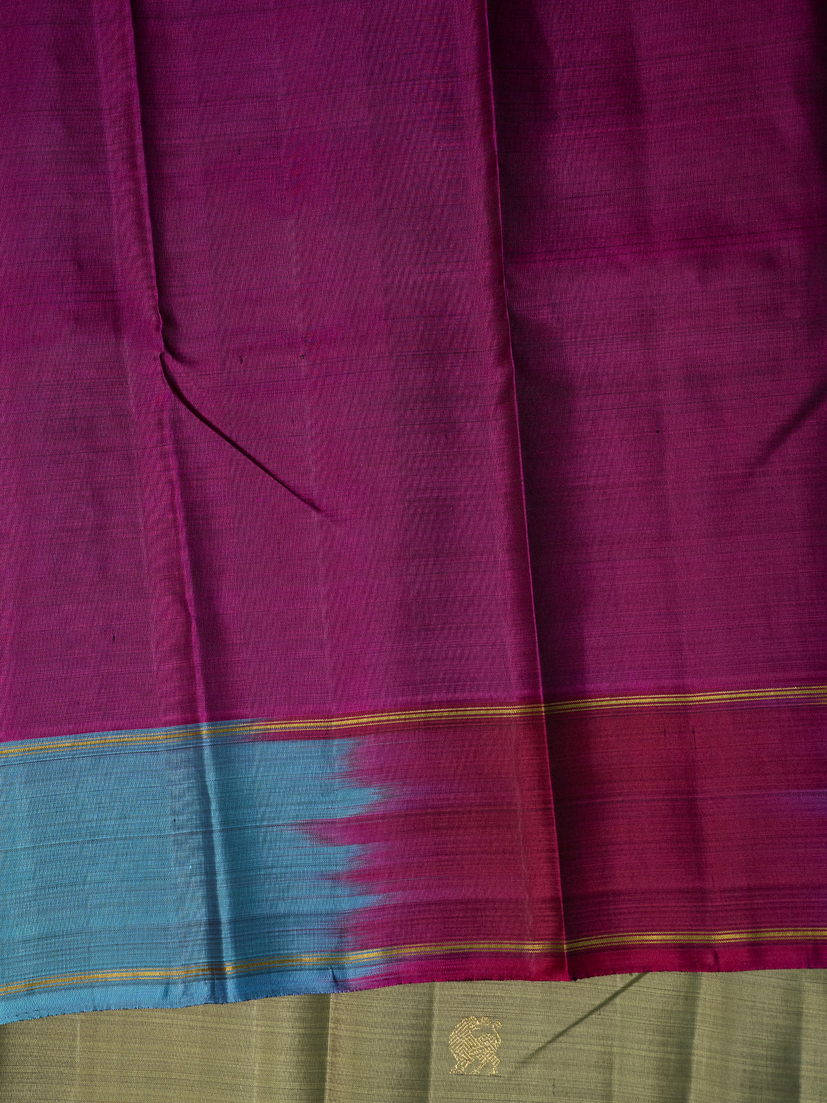 Kaaki multi color border pure Kanjipuram Silk Saree CLSA10134