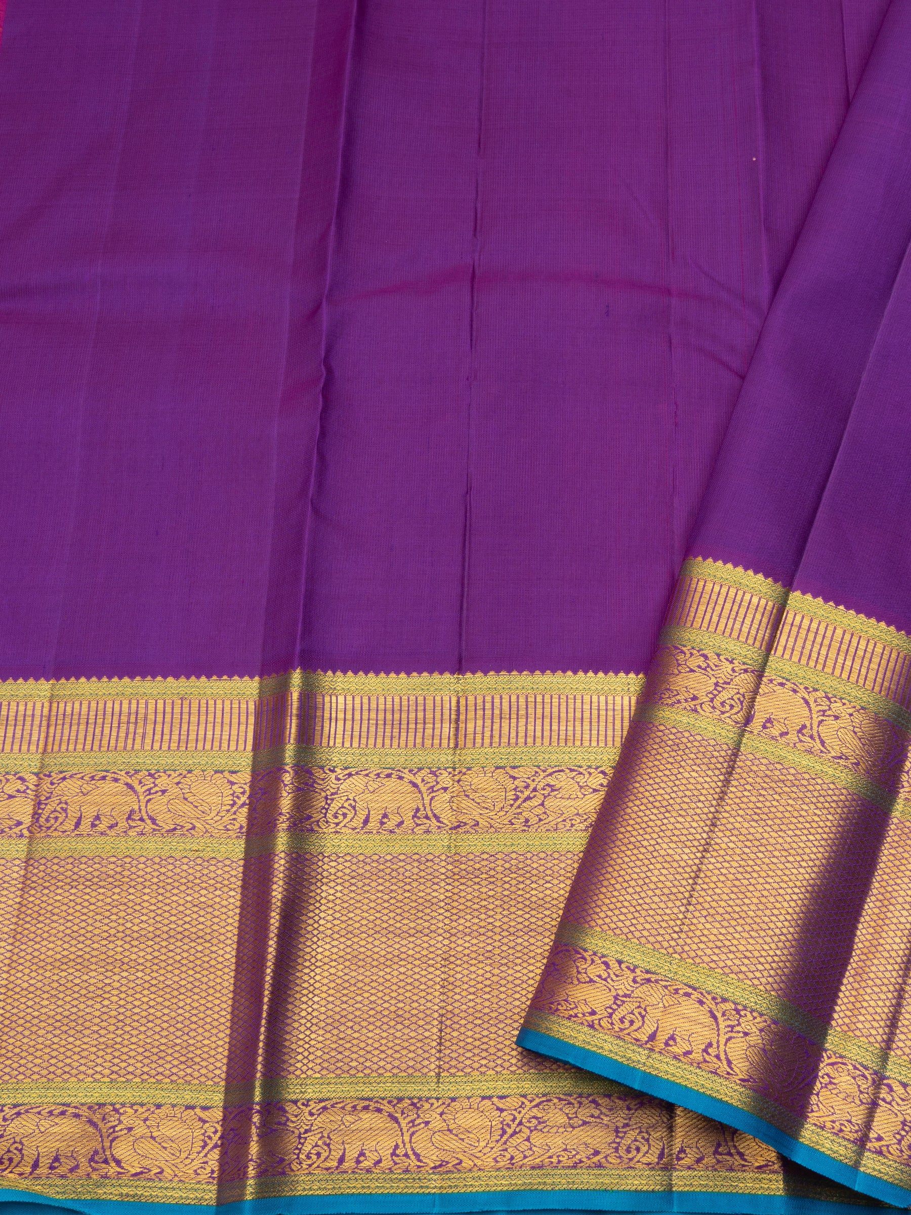 Green and purple evening and morning border / Arani Silk Saree CLSA10168