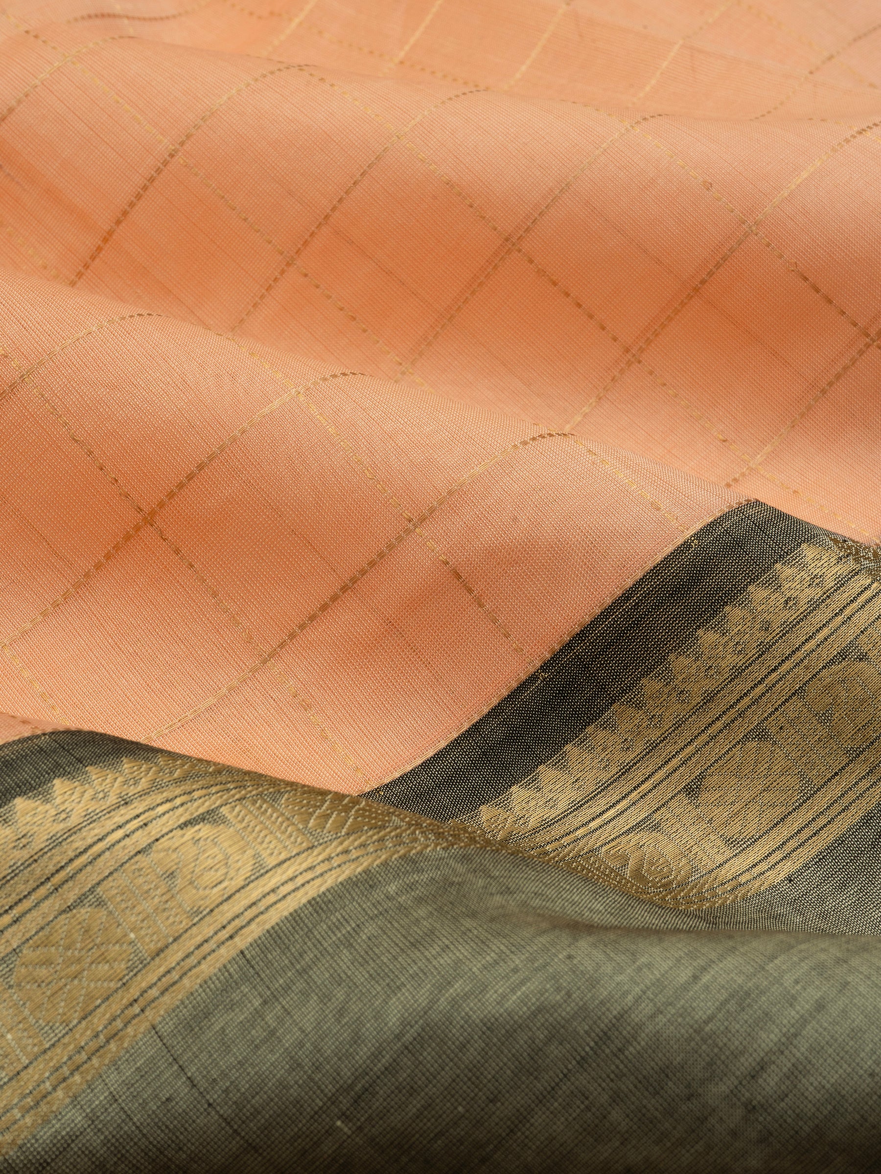 Peach kattam / Silk Cotton Saree CLSA10185