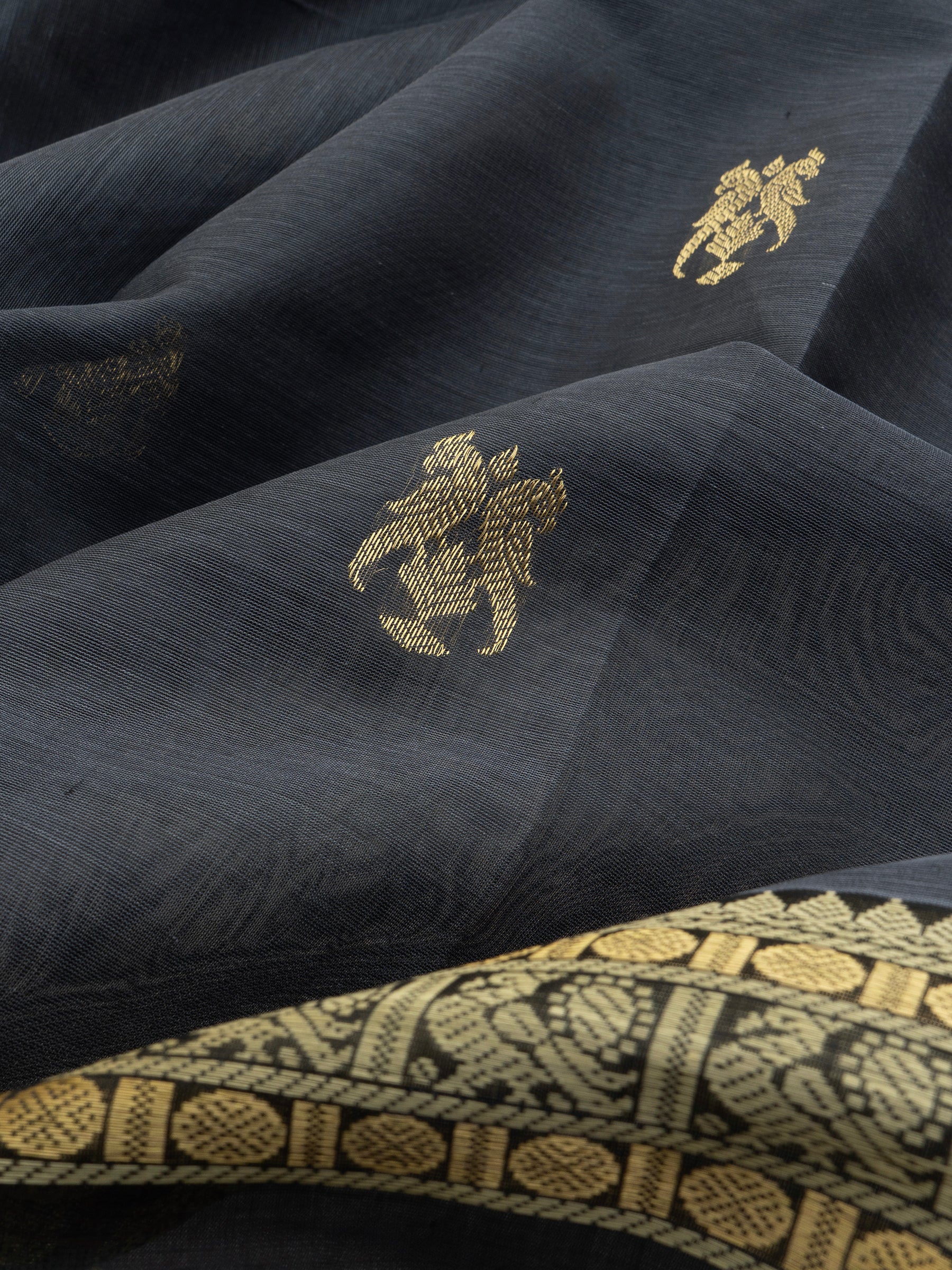 Grey jodi kili rettapet border/ Silk Cotton Saree CLSA10190