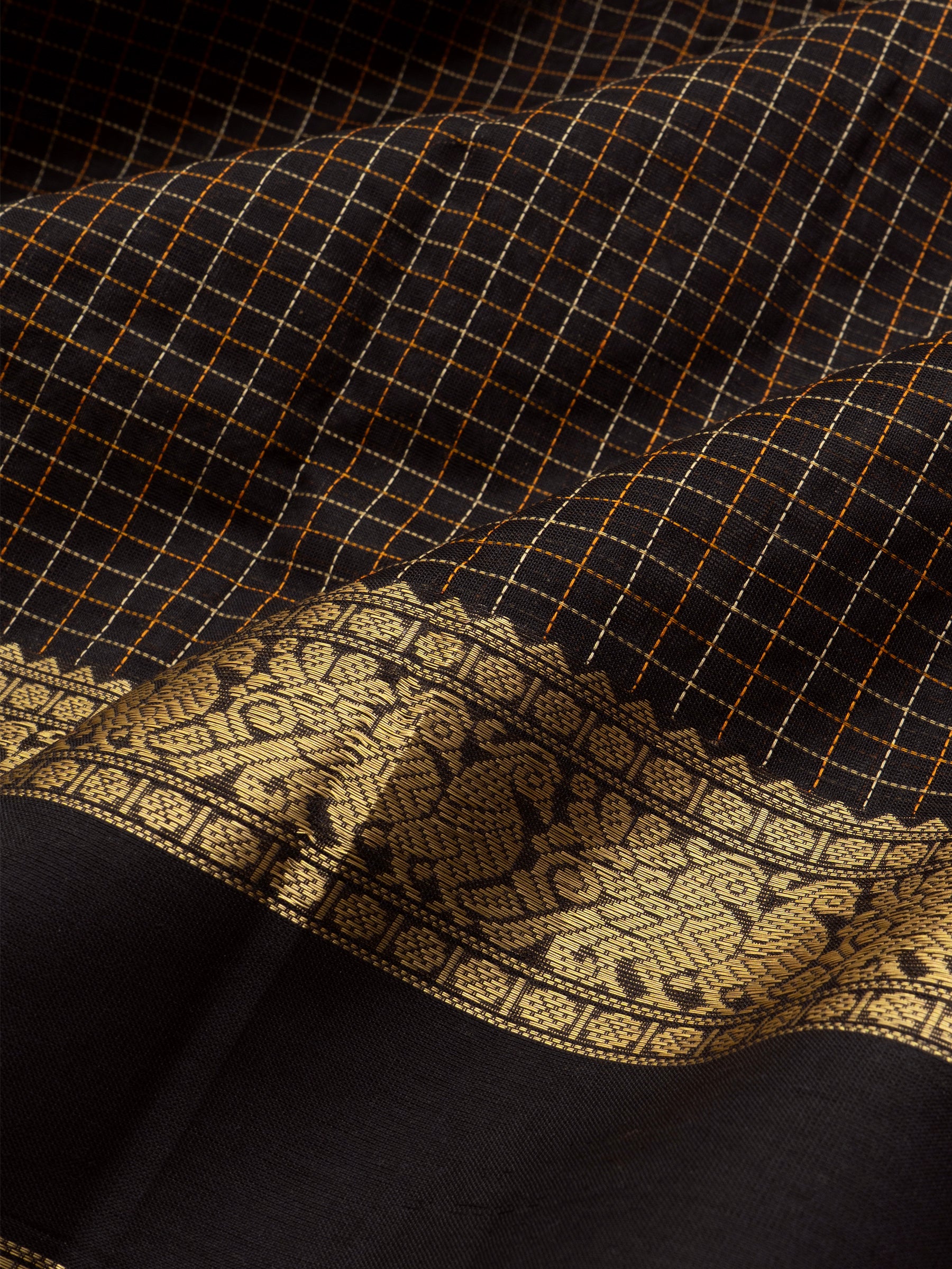 Black kattam rettapet border/ Silk Cotton Saree CLSA10218