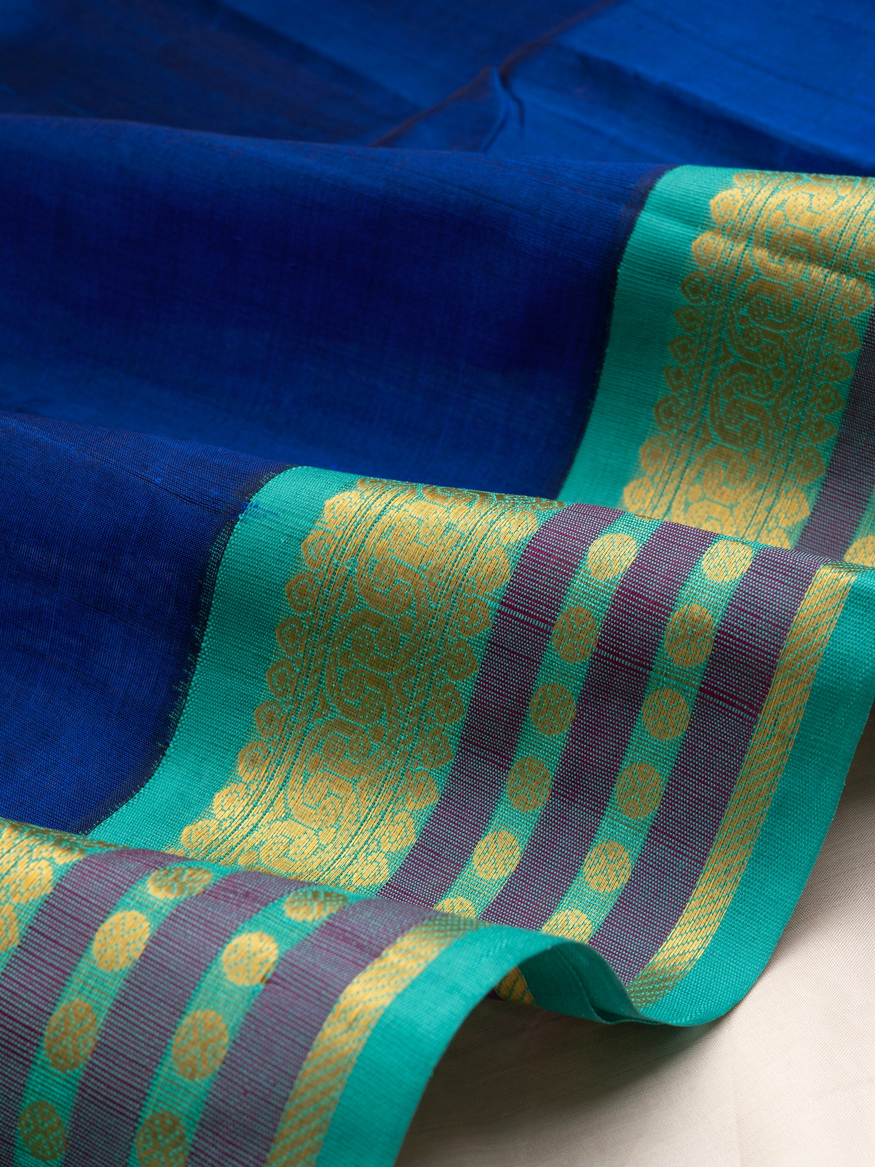 Royal blue and turquoise blue / Silk Cotton CLSA10424