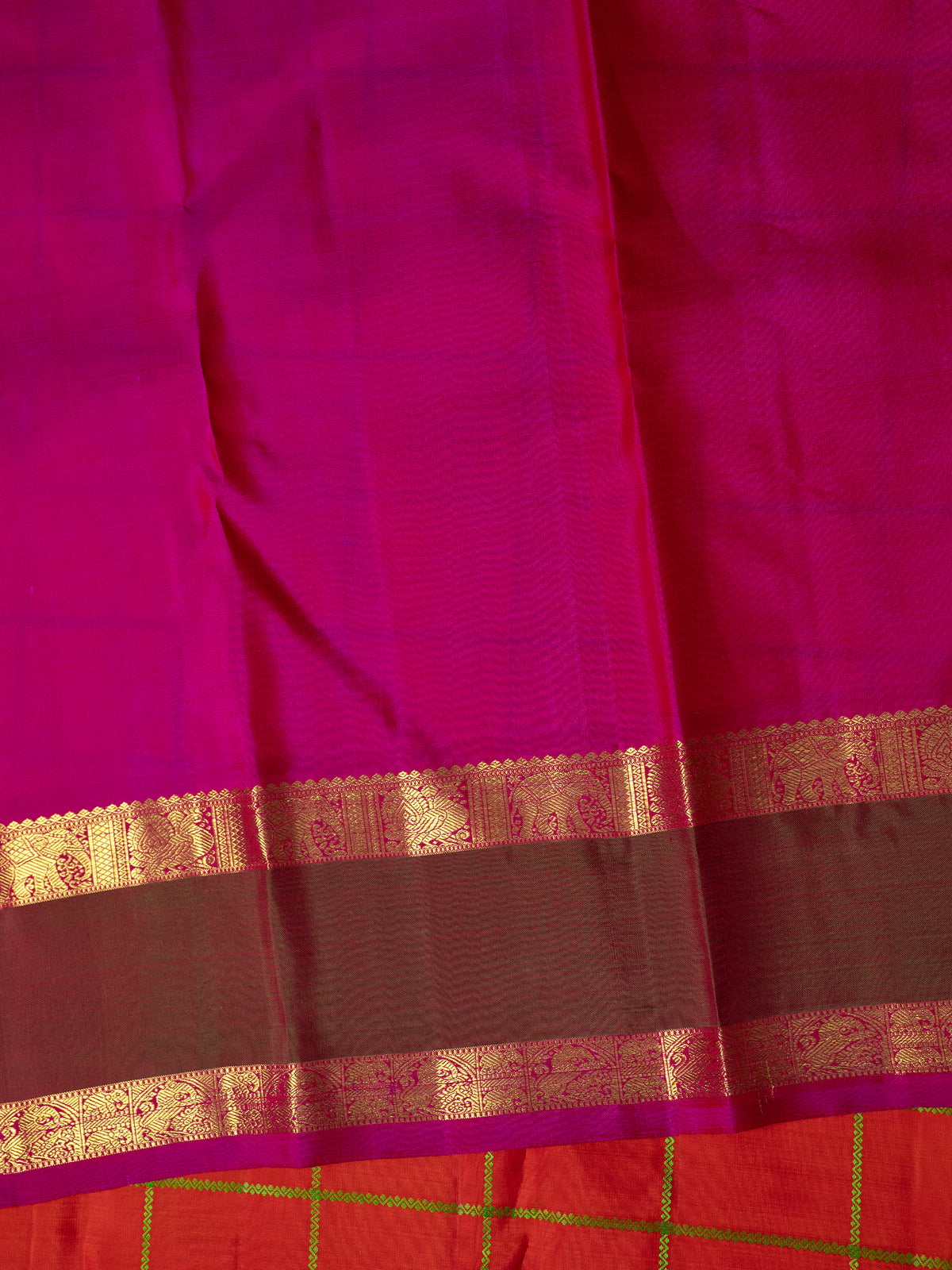 Orange kattam manga butta rettapet border/ Kanjipuram Silk Saree CLSA11682