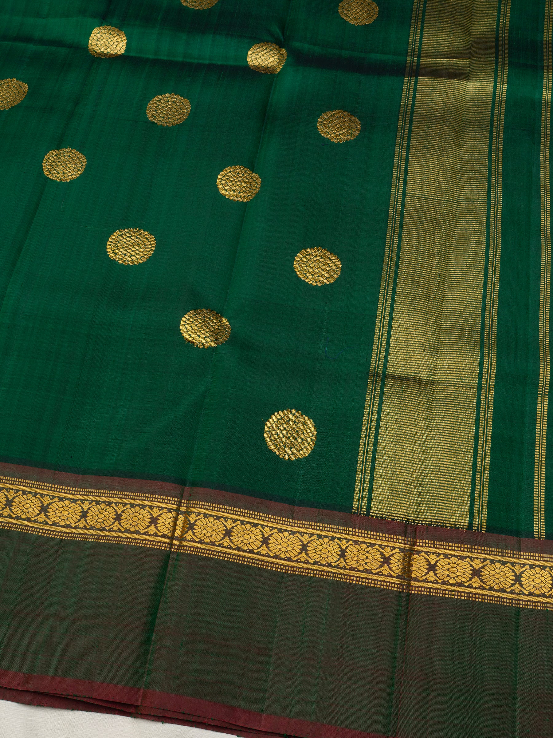 Emerald green kaal erangina border/ Arani Silk Saree CLSA10836