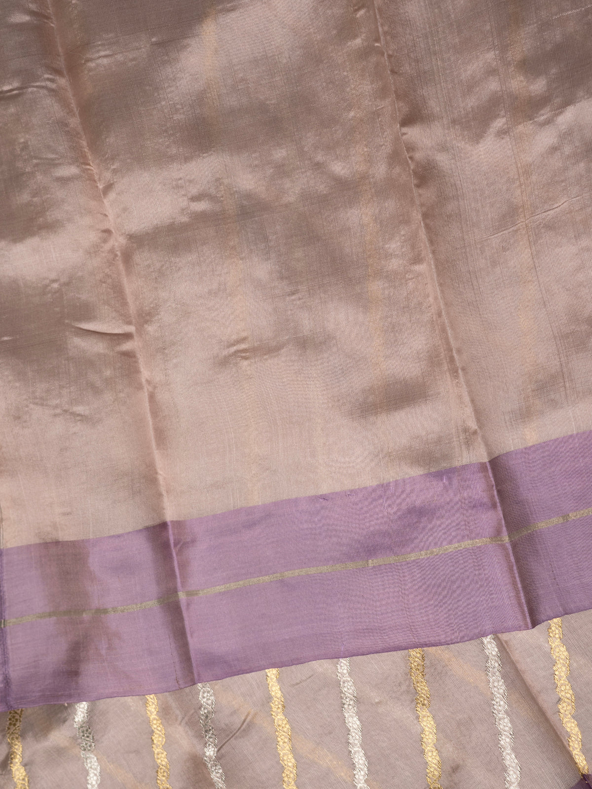 Master piece blush pink and lavender gold & silver lehariya pattern / Chanderi silk Saree CLSA10887