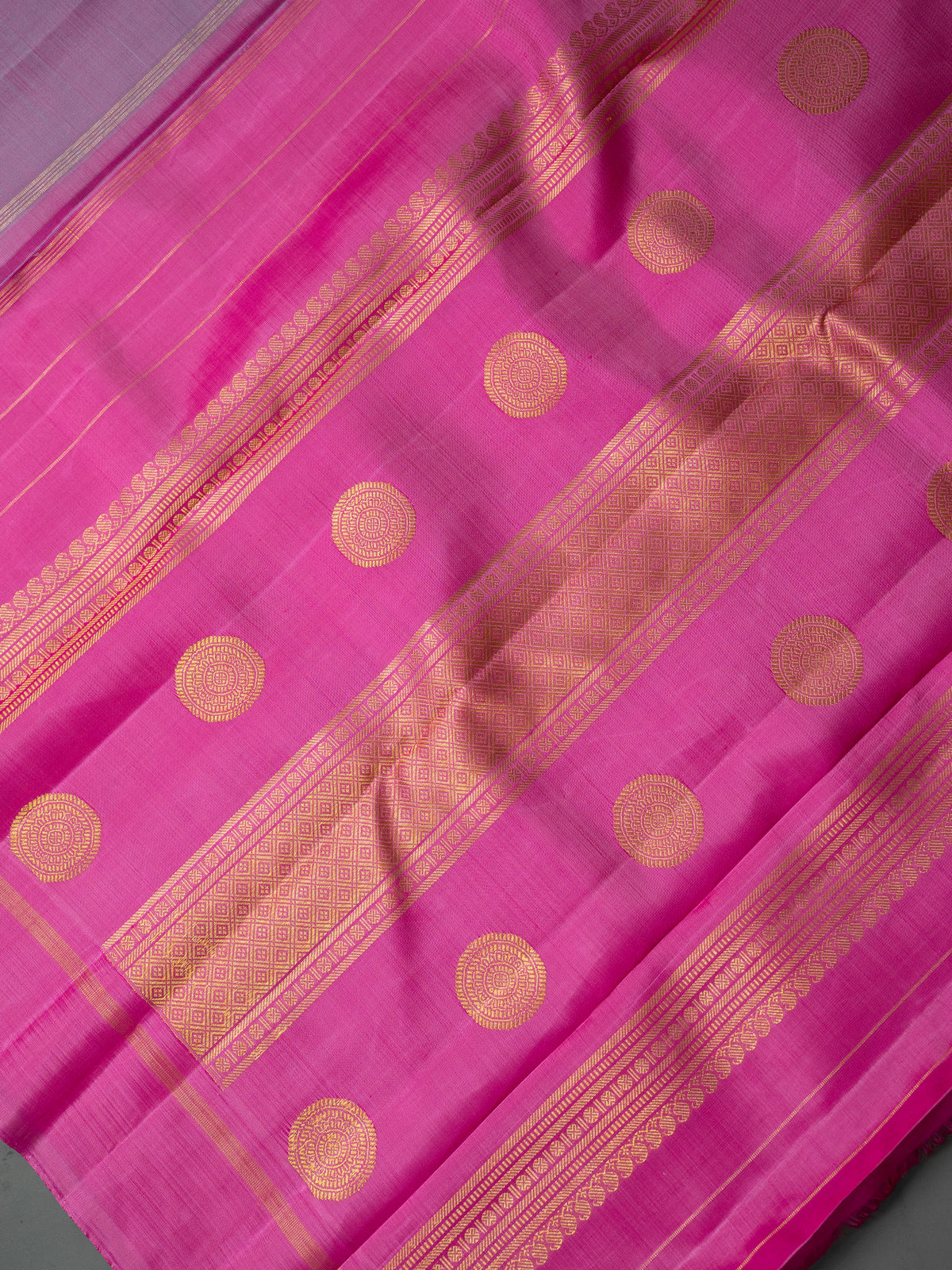 Lavnder pink bodi karai pure Kanjipuram Silk Saree CLSA11217
