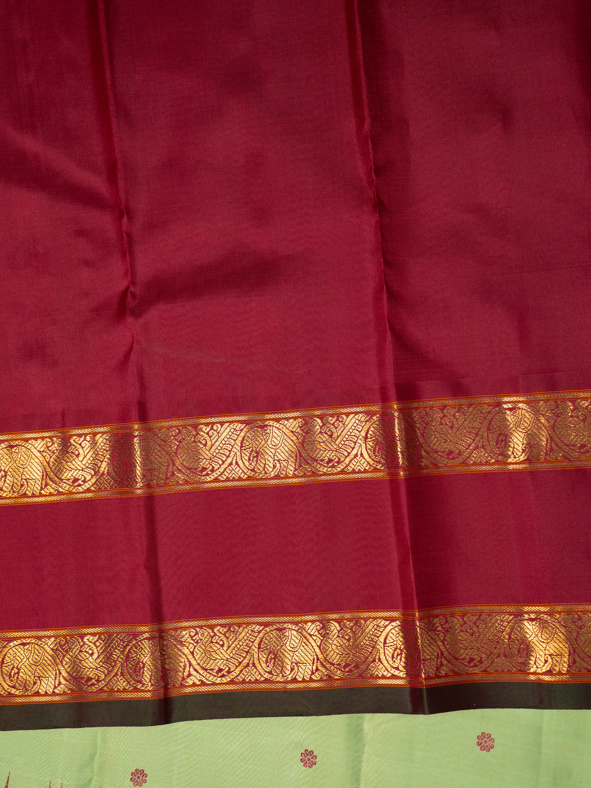 Vinatage Elaichi green Kai Korvai Pure Kanjipuram Silk Saree CLSA11910