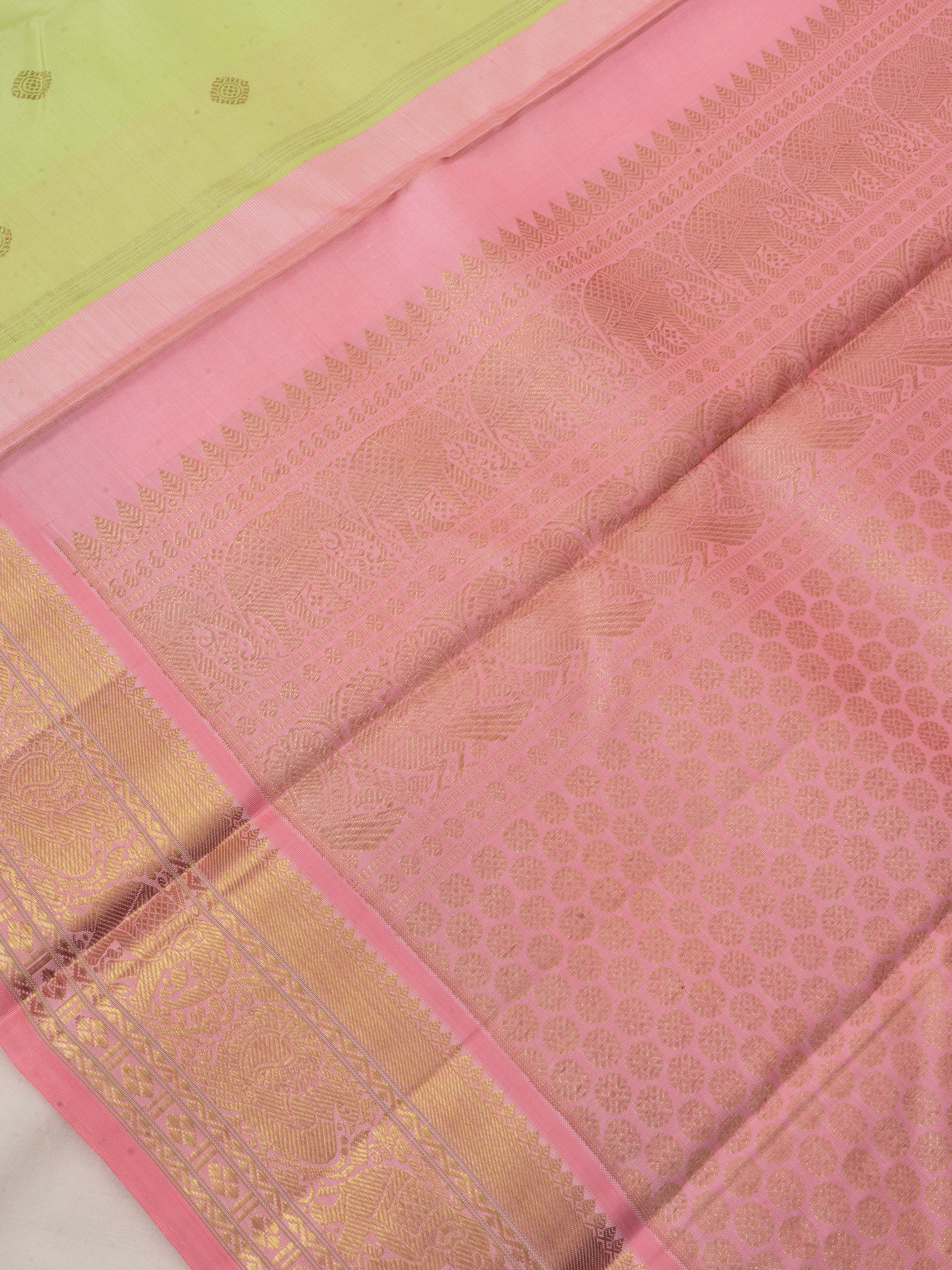 Pista green and pink / Kanjipuram silk Saree CLSA244