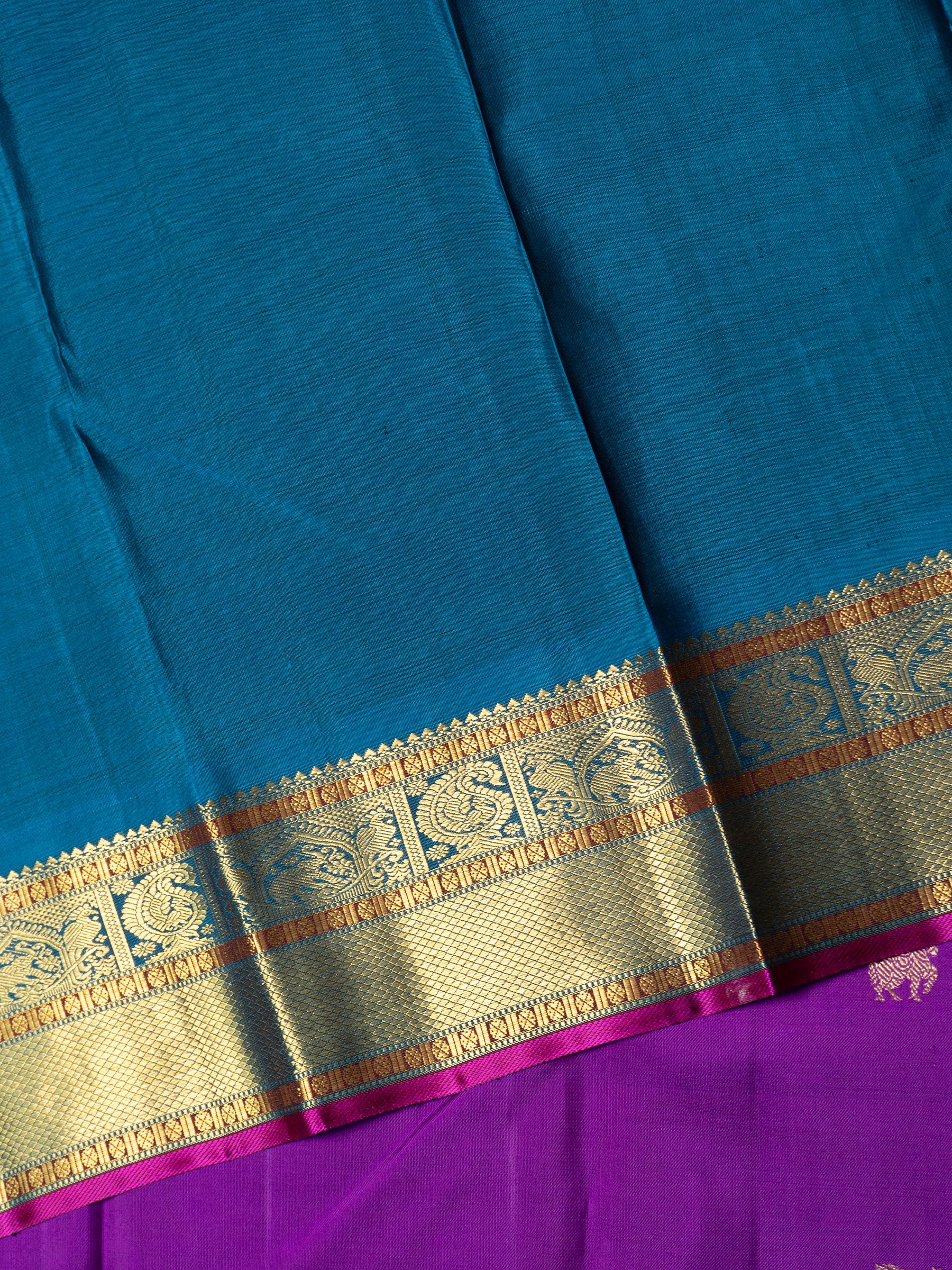 Dark magenta Kai Korvai Kanjipuram Saree CLSA3080