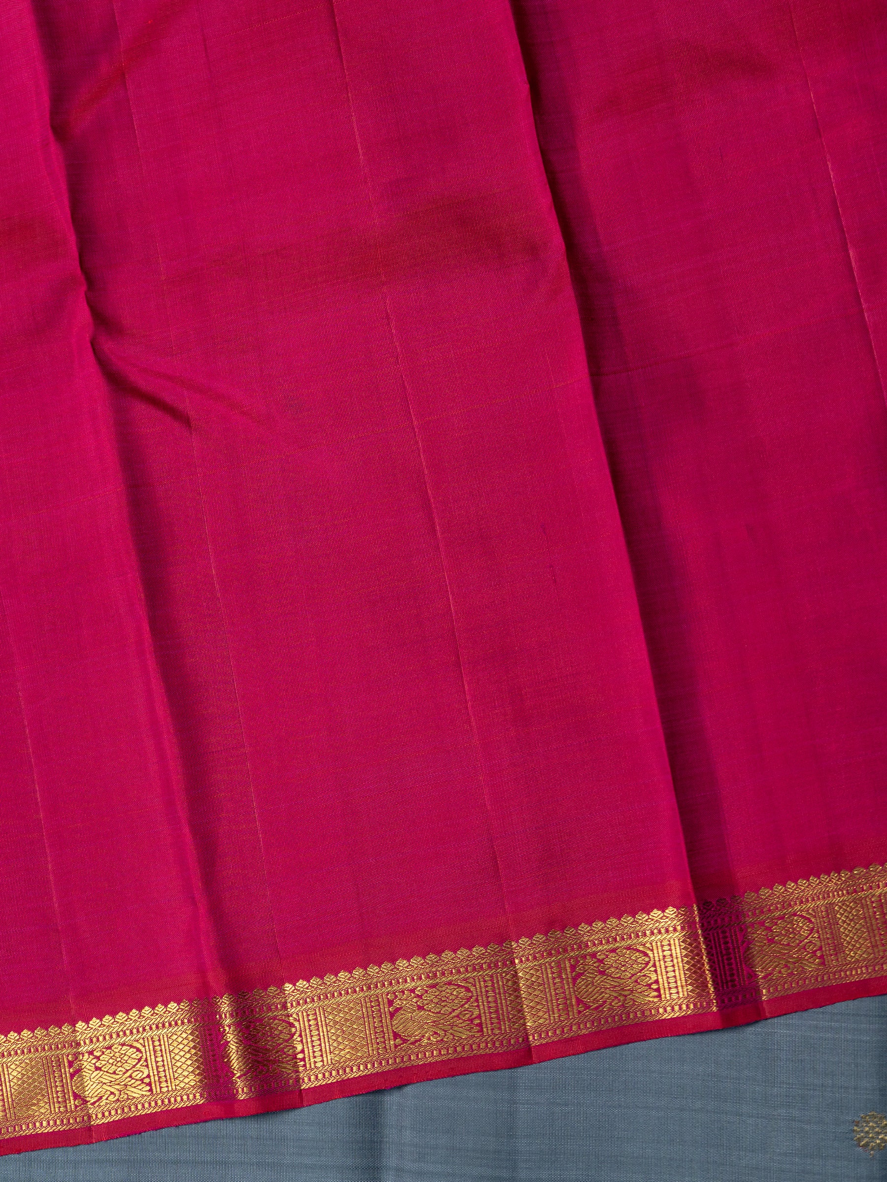 Grey and pink kai korvai small border/ Kanjipuram Saree CLSA3179