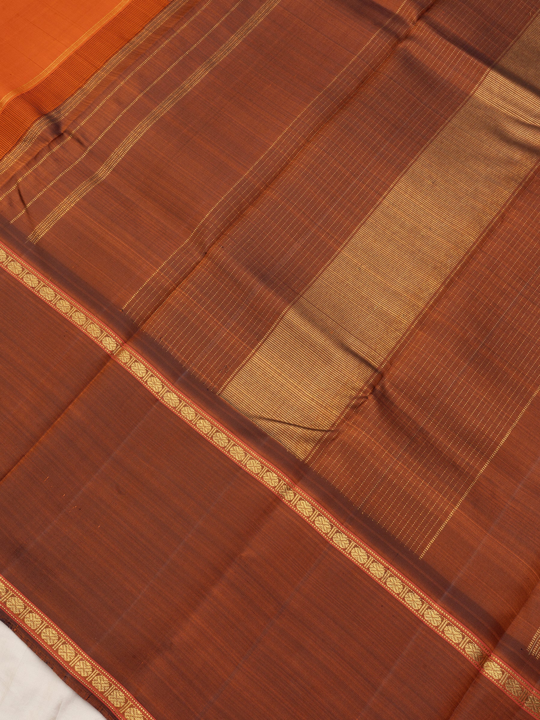 Orange and rustic rettapet border/ Arani Silk Saree CLSA3687