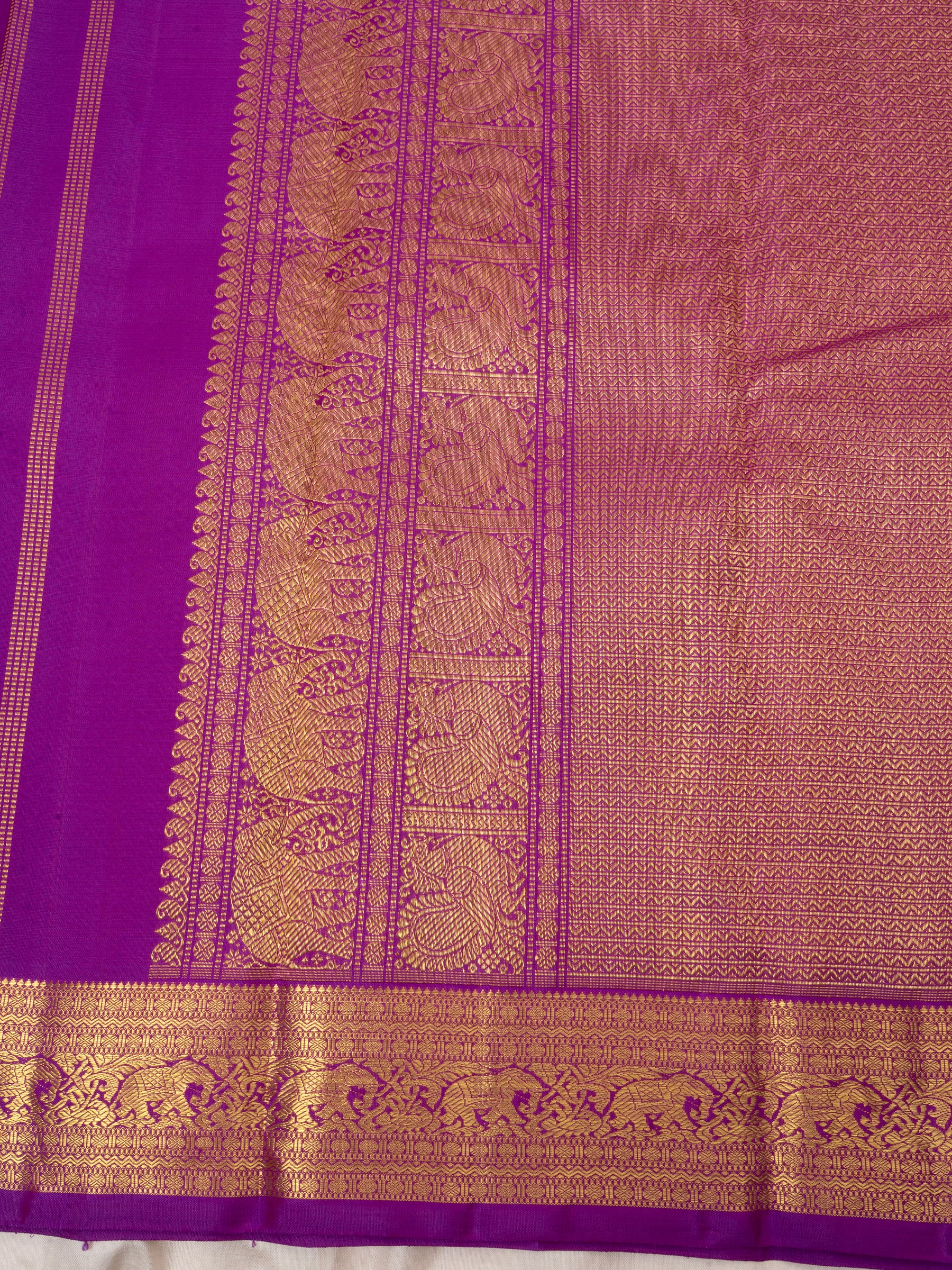 Magenta pink geeti border/Kanjipuram silk Saree