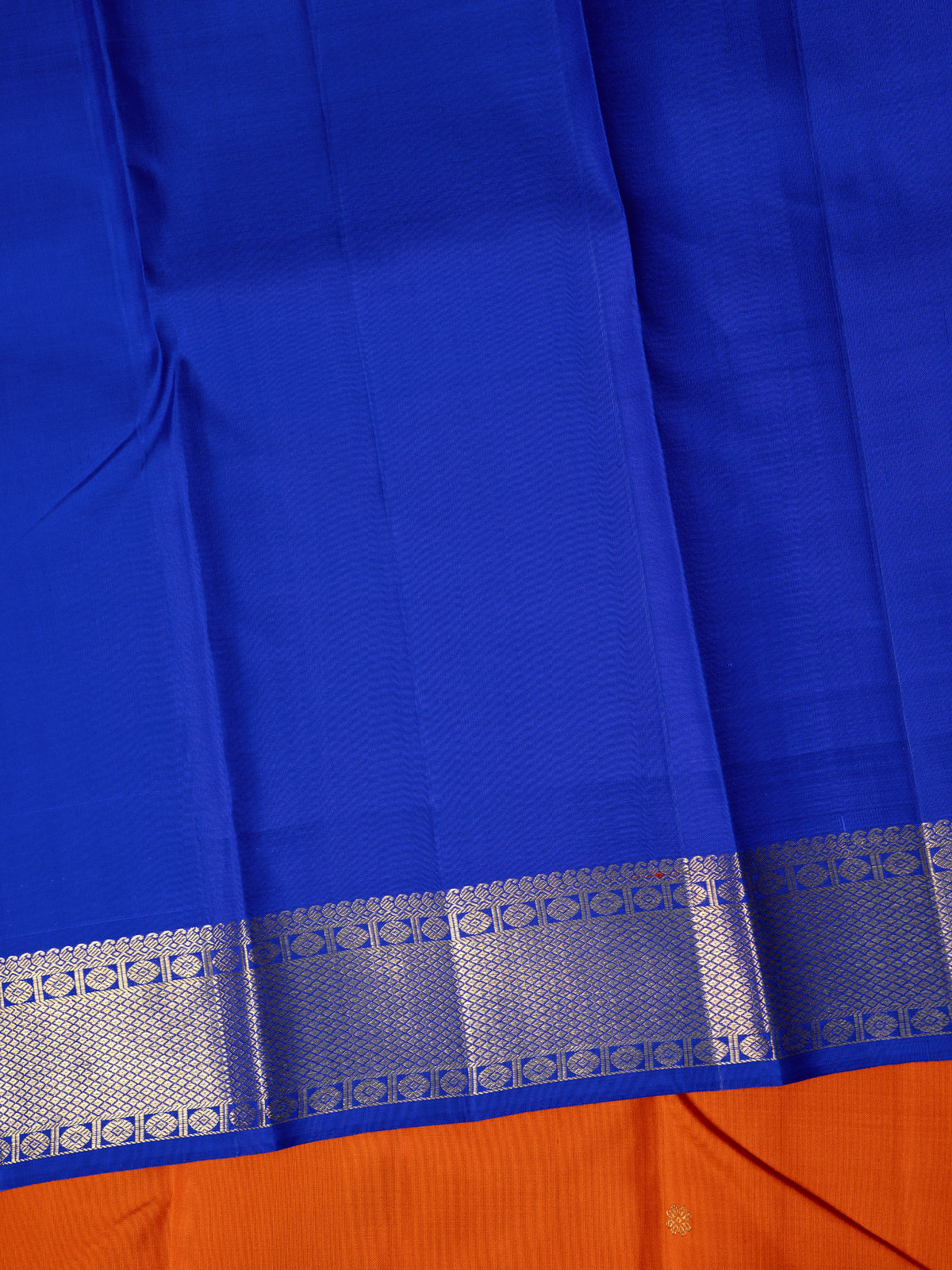 Orange and blue kai korvai unique pallu/ Kanjipuram Silk Saree CLSA4445