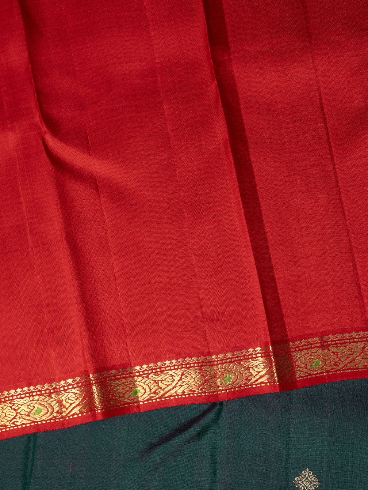 Dark green and red kai korvai/ Kanjipuram Silk Saree CLSA