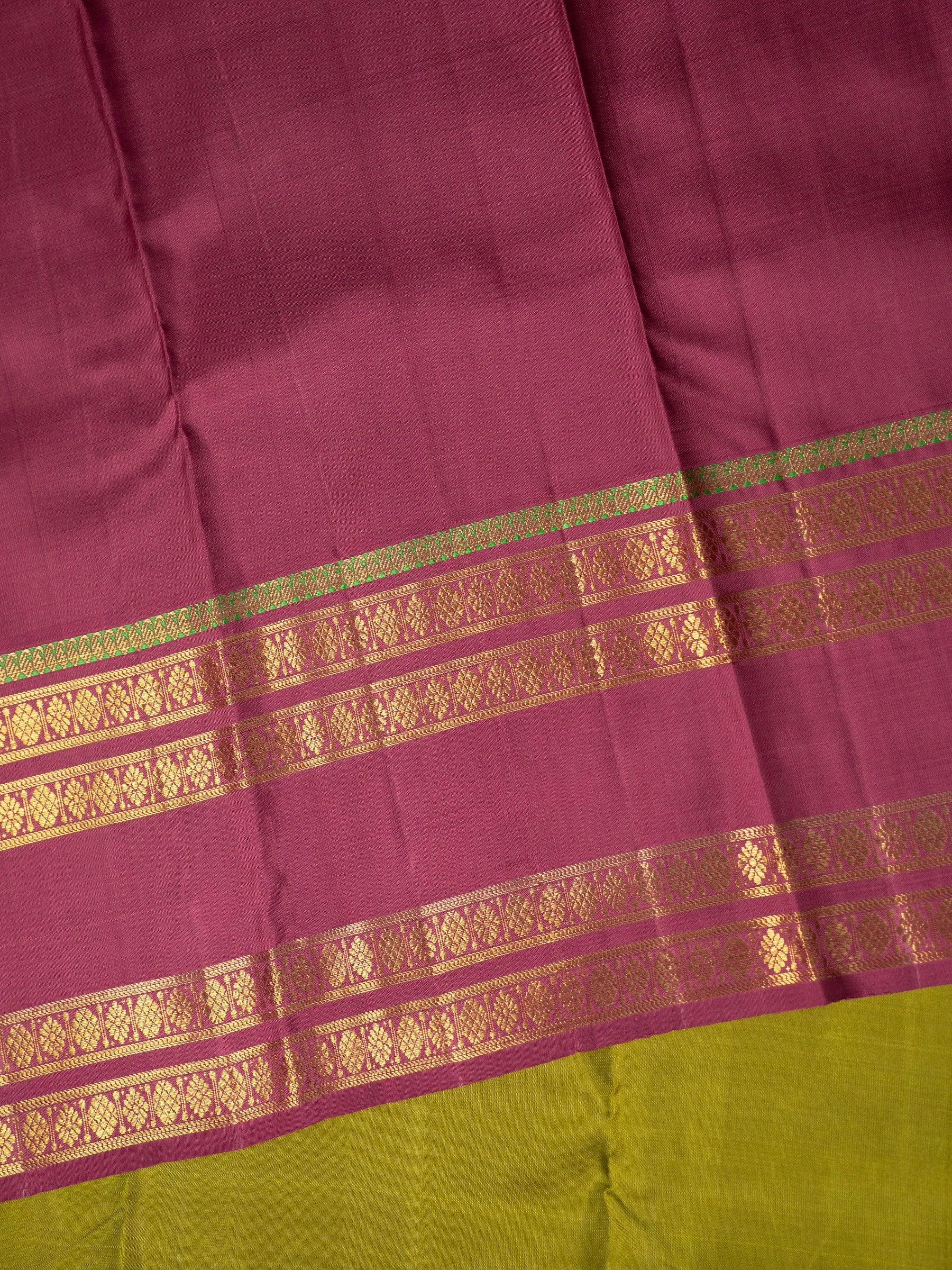 Vintage olive green retta pet Kanjipuram Silk Saree CLSA4657