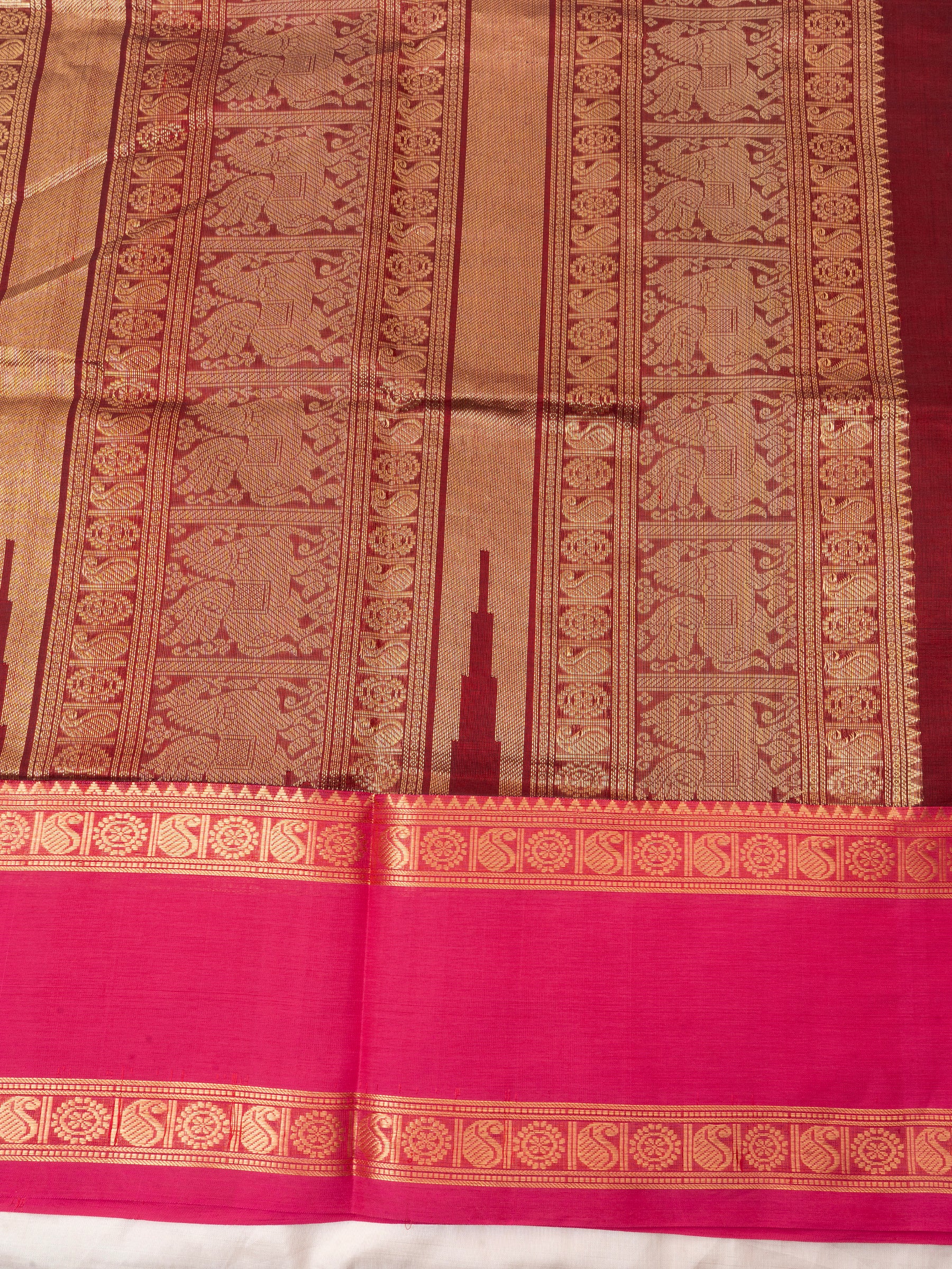 Araku vanasingaram and pink rettapet border/ Silk Cotton Saree CLSA4714