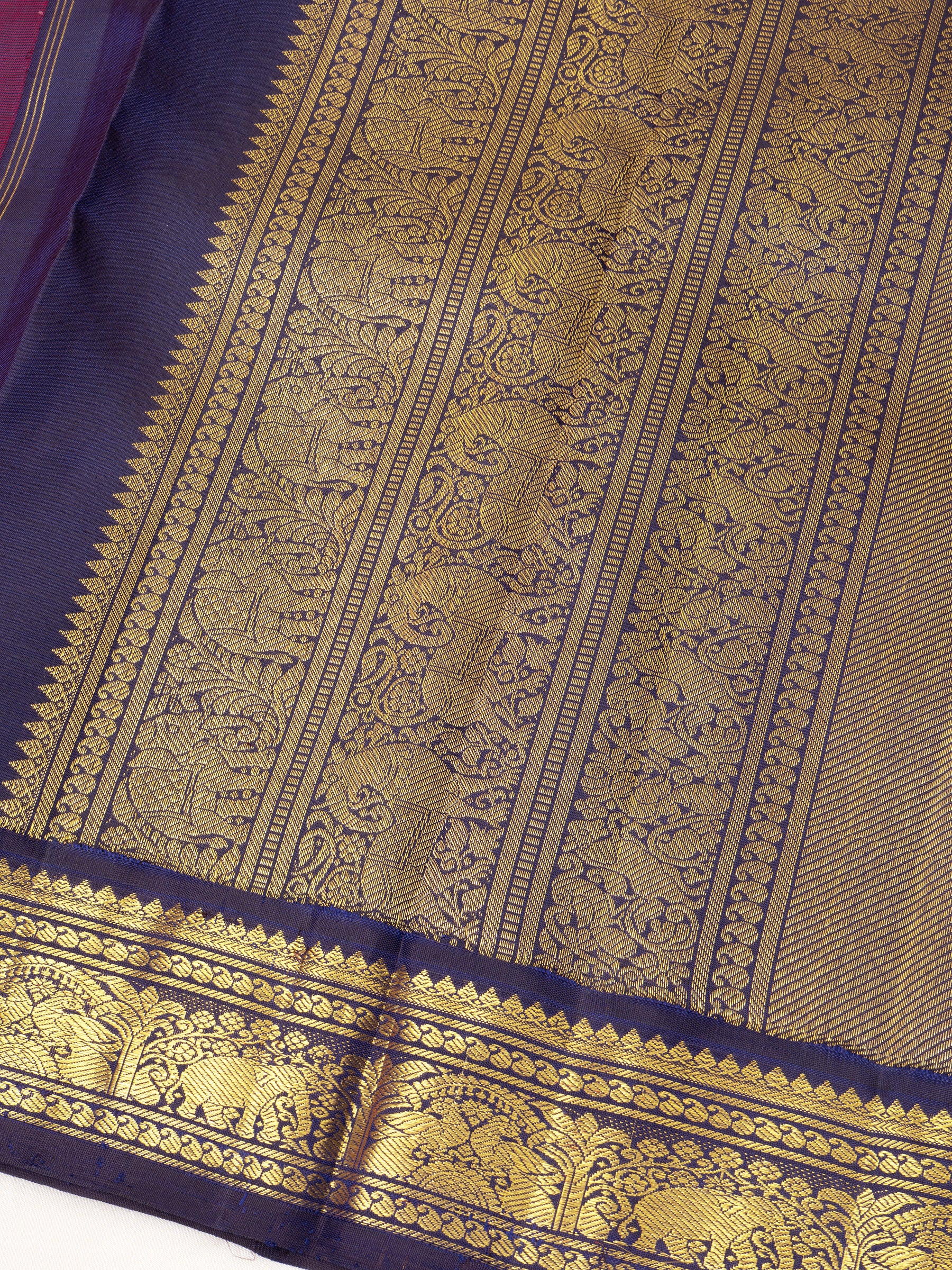 Orange and blue kai korvai/ Kanjipuram Silk Saree CLSA4985