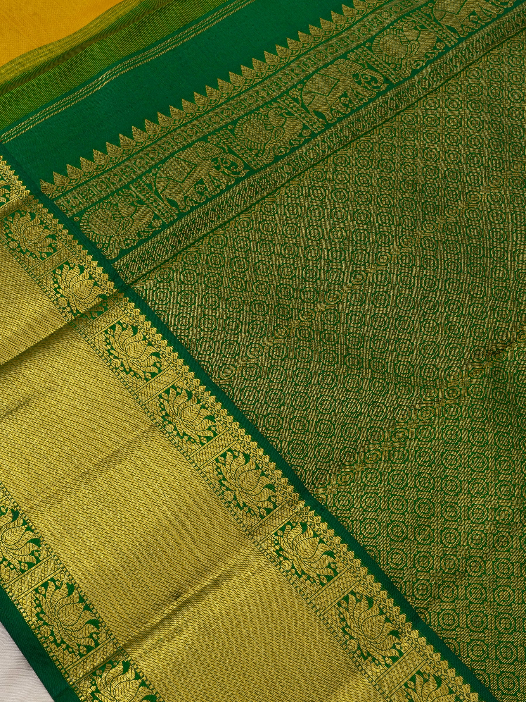 Mustard yellow Korvai : Arani Silk Saree CLSA6697