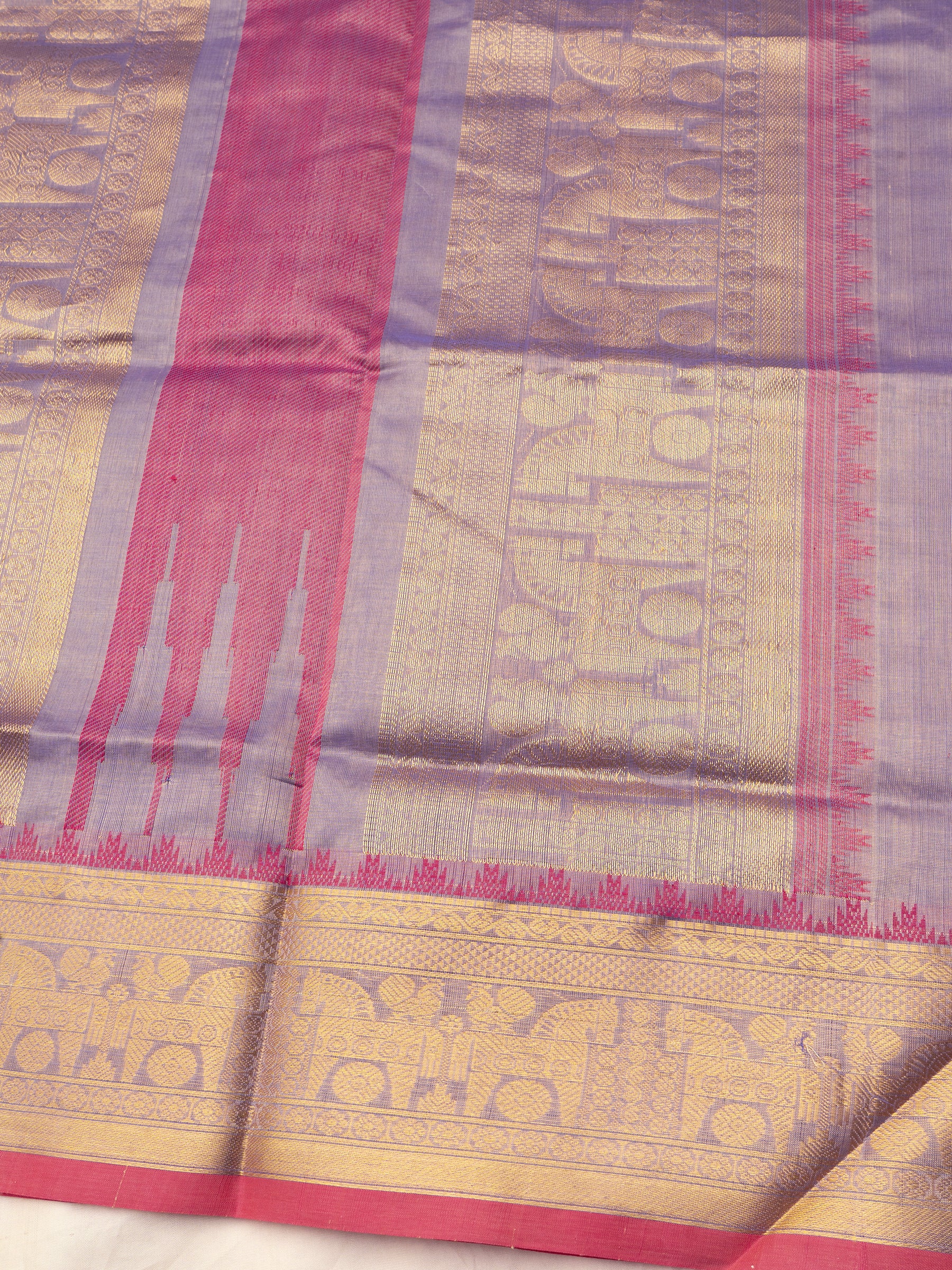 Lavender shot pink kattam butta / Silk Cotton Saree CLSA5228