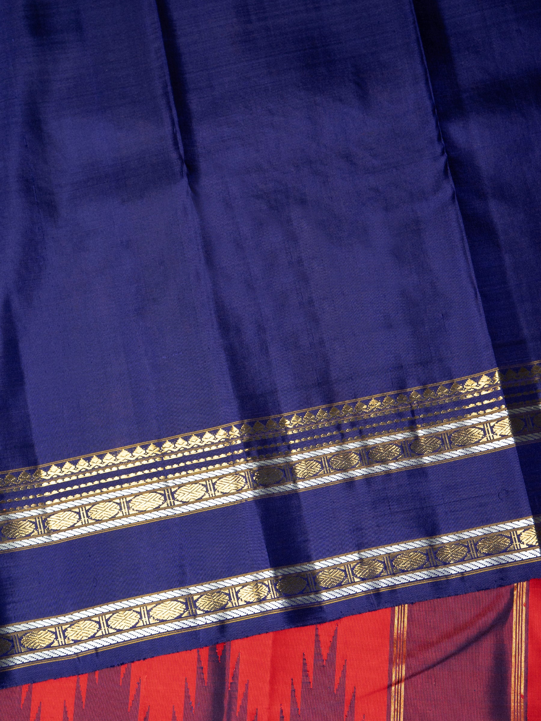 Red temple border Korvai / Kanjipuram Silk Saree CLSA