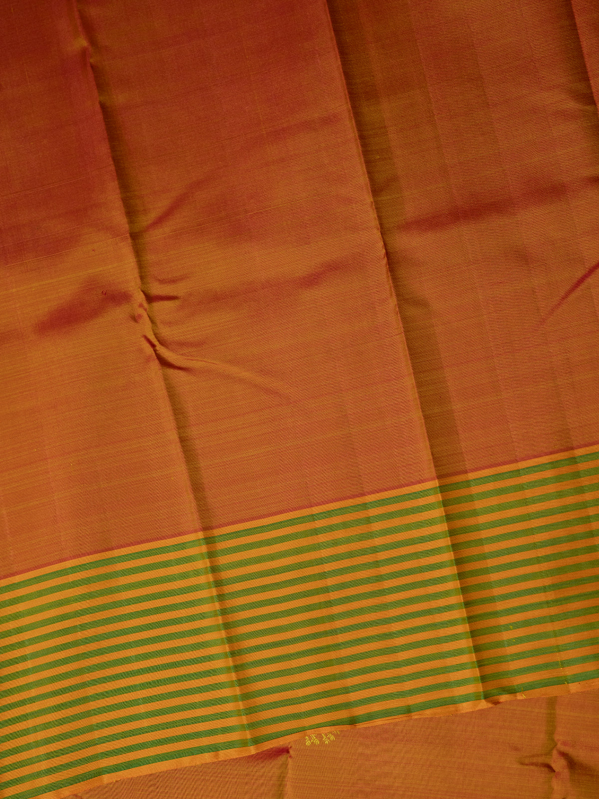 Orange shot green varisapet border/ Kanjipuram Silk Saree CLSA5568