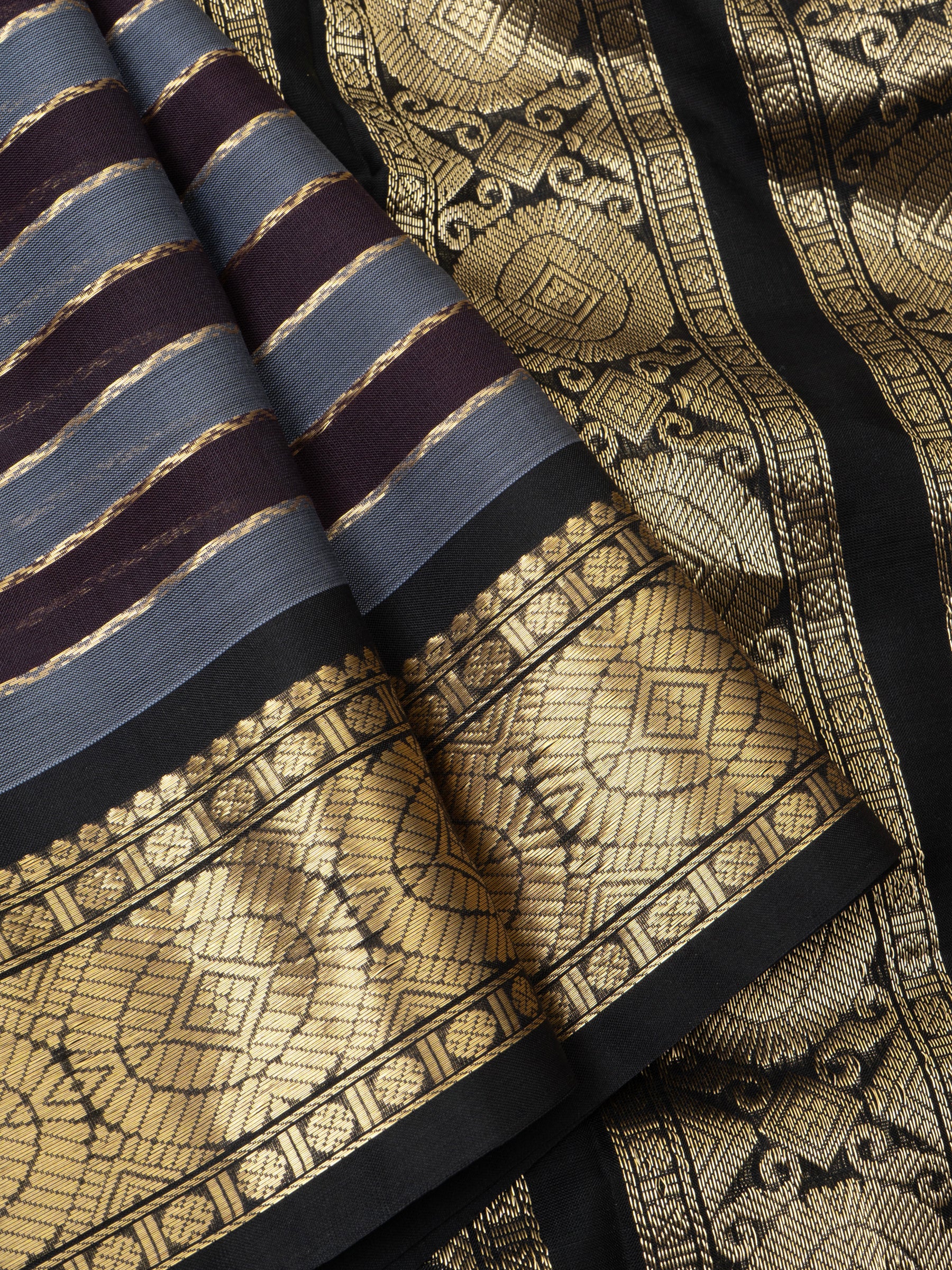 Veldhari grey and brown / Silk Cotton Saree CLSA