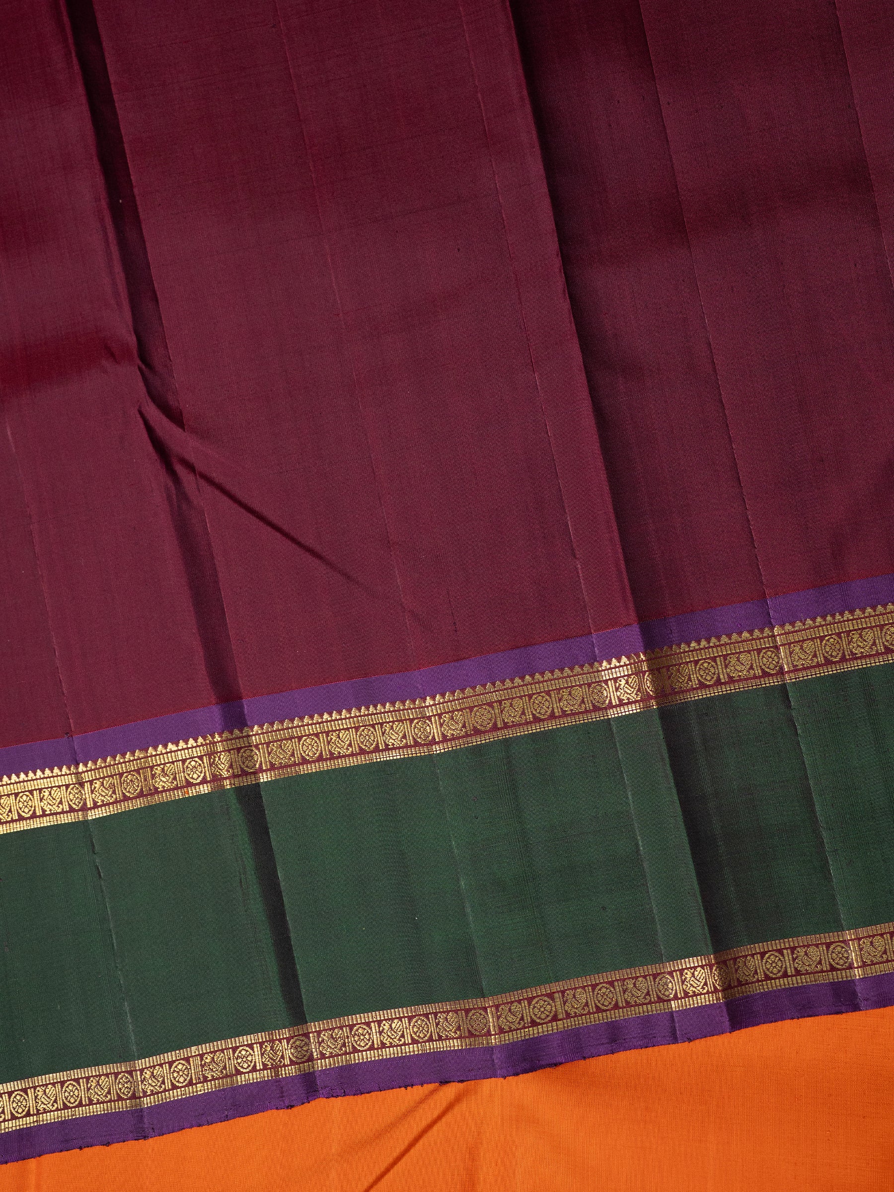 Vintage rust retta pet Kanjipuram Silk Saree CLSA6343