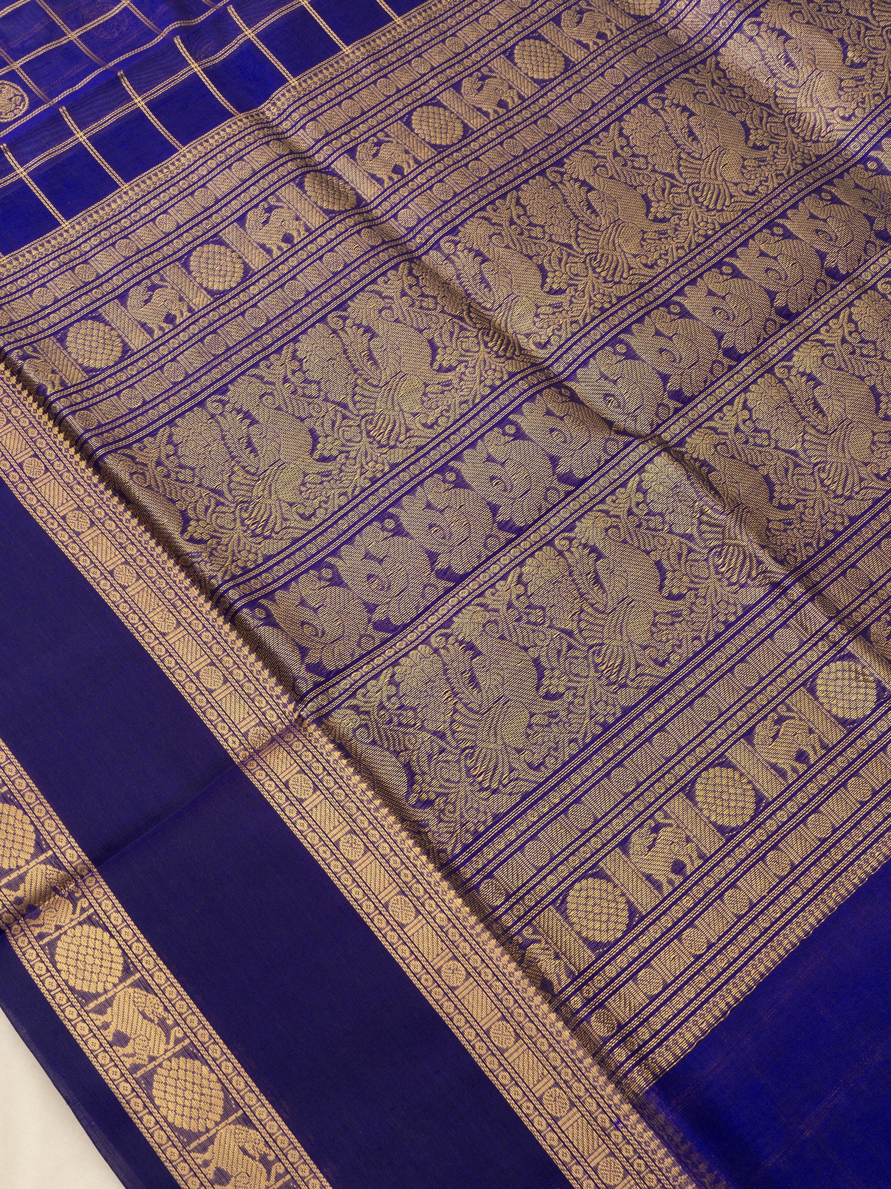 Purplish blue kattam / Silk Cotton Saree CLSA6635