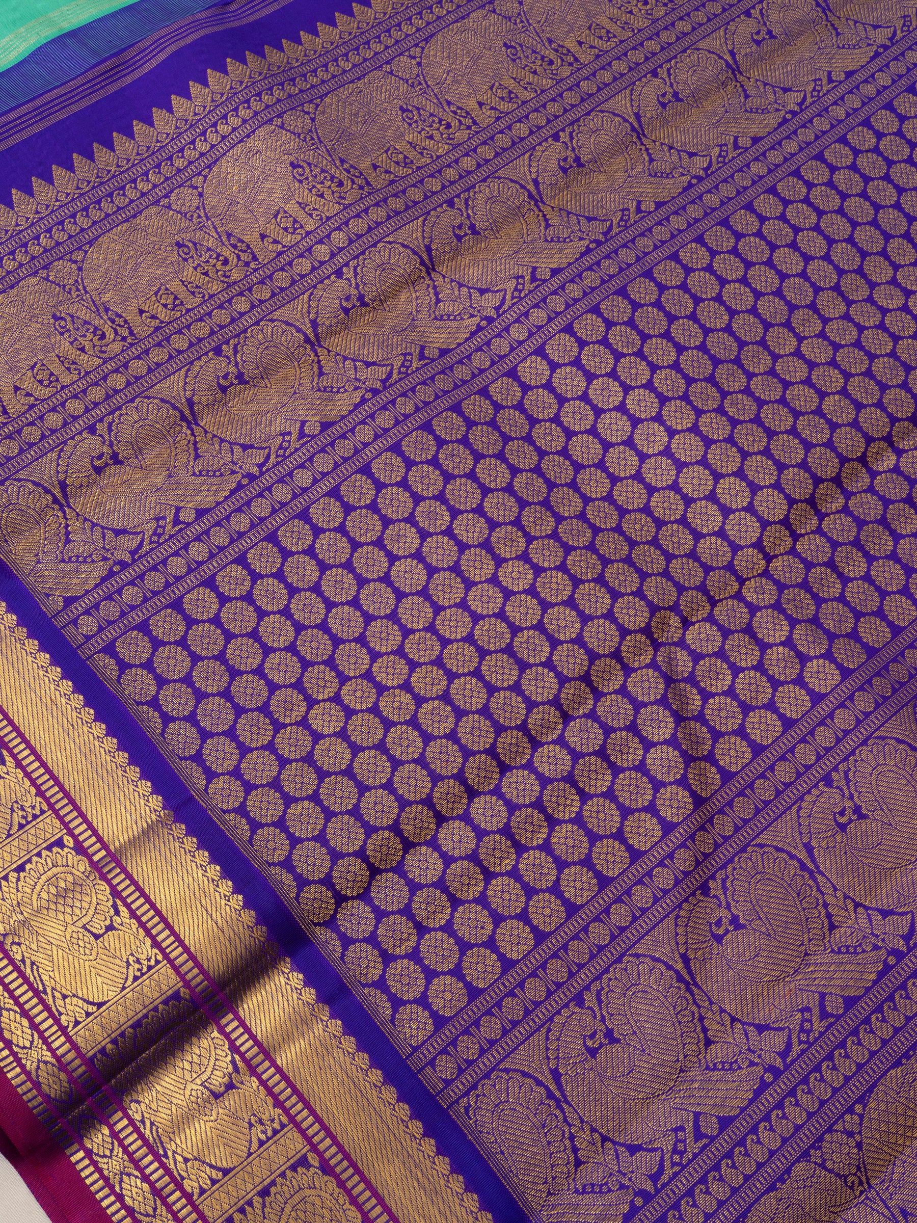 Sea blue Korvai / Kanjipuram silk Saree CLSA7016