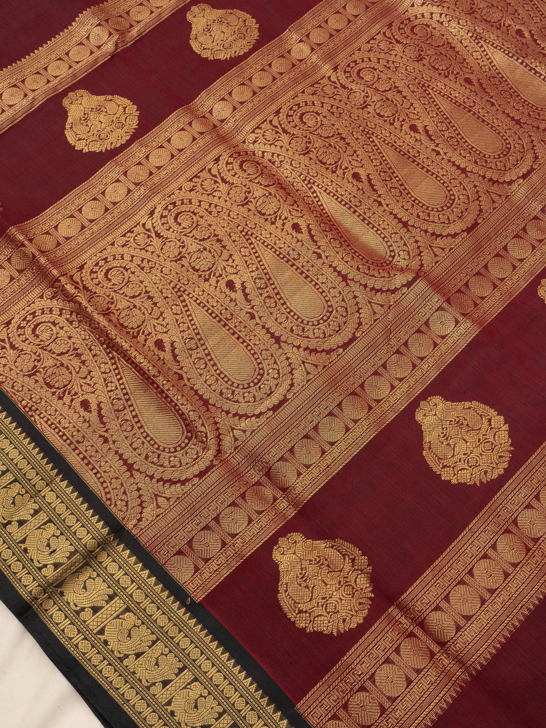 Deep Araku and black / Silk Cotton Saree CLSA7251