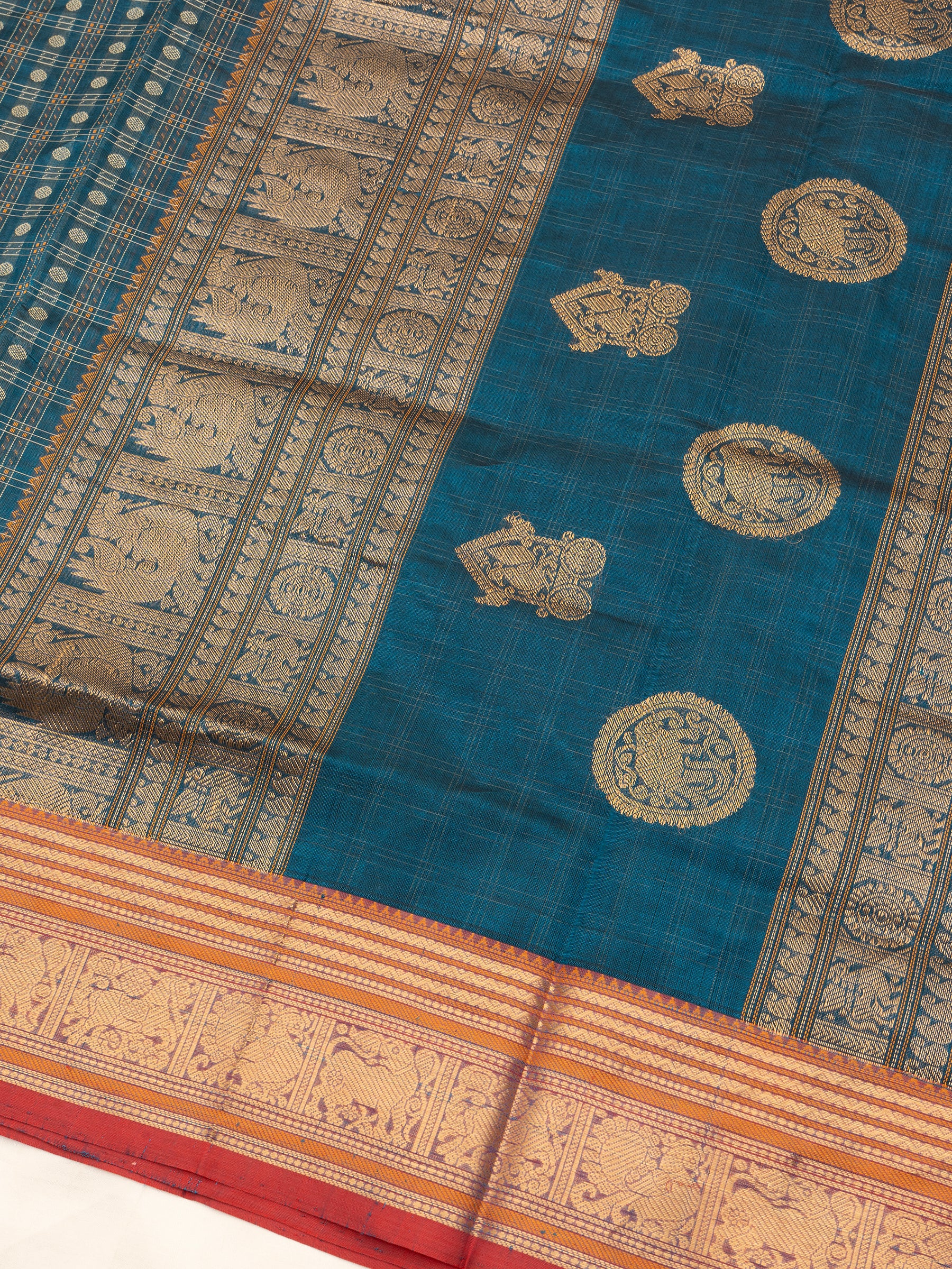 Rama green lakshambutta butta special pallu/ Silk Cotton Saree CLSA7280