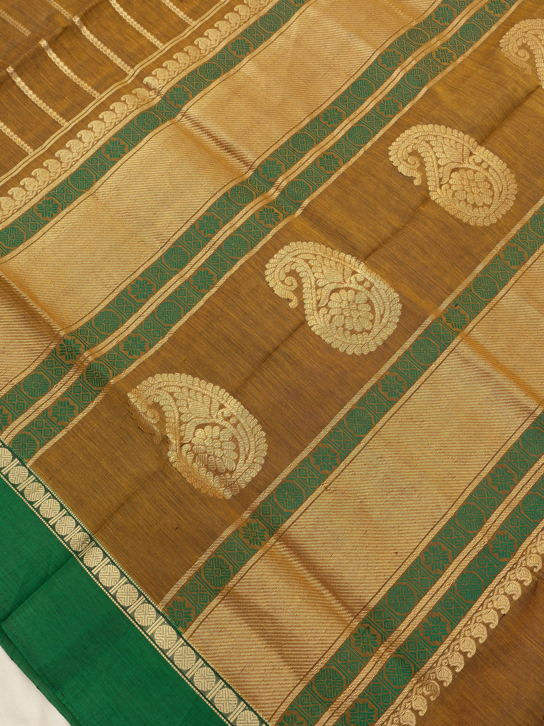 Mustard shot green veldhari/ Silk Cotton Saree CLSA7423
