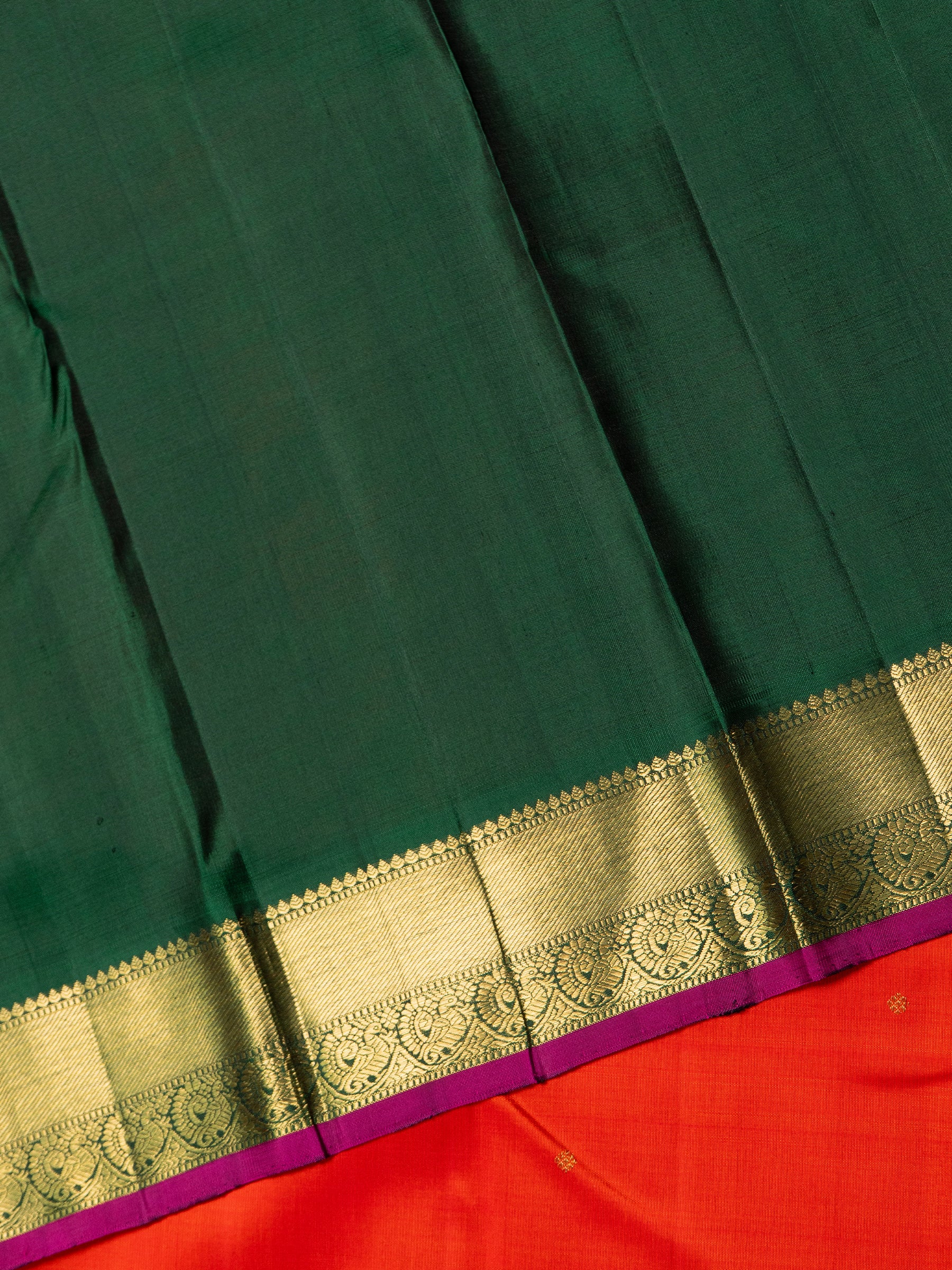 Rust with green Korvai Kanjipuram Saree CLSA7646