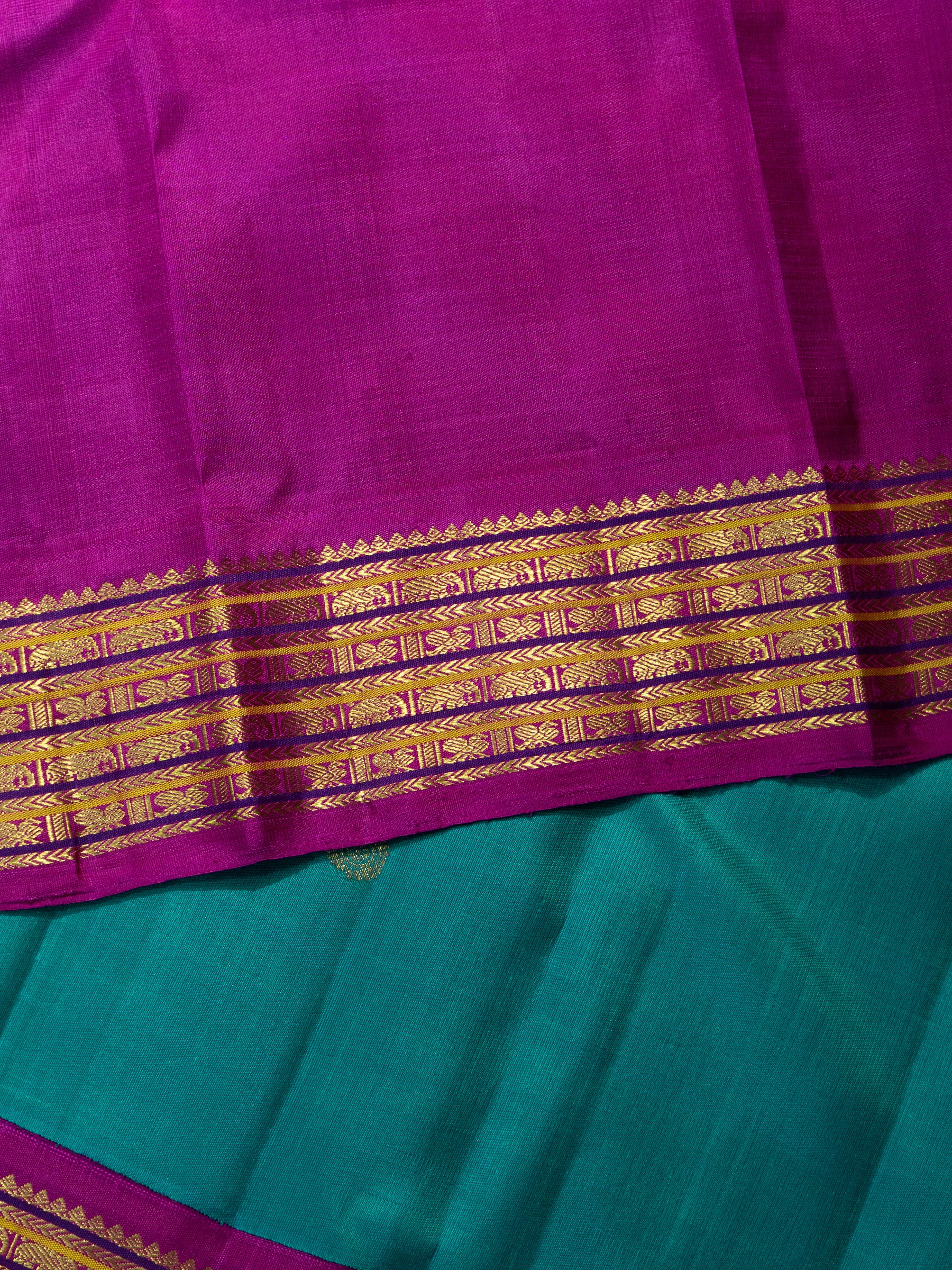 Rama green and magenta kai korvai varisapet border/ Kanjipuram Silk Saree CLSA8191
