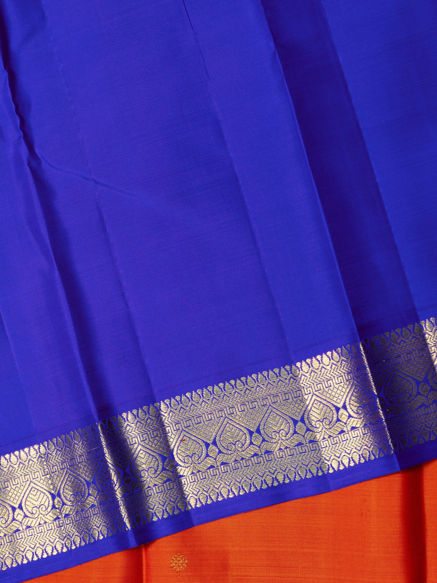 Orange and blue kai korvai/ Kanjipuram Saree CLSA8438