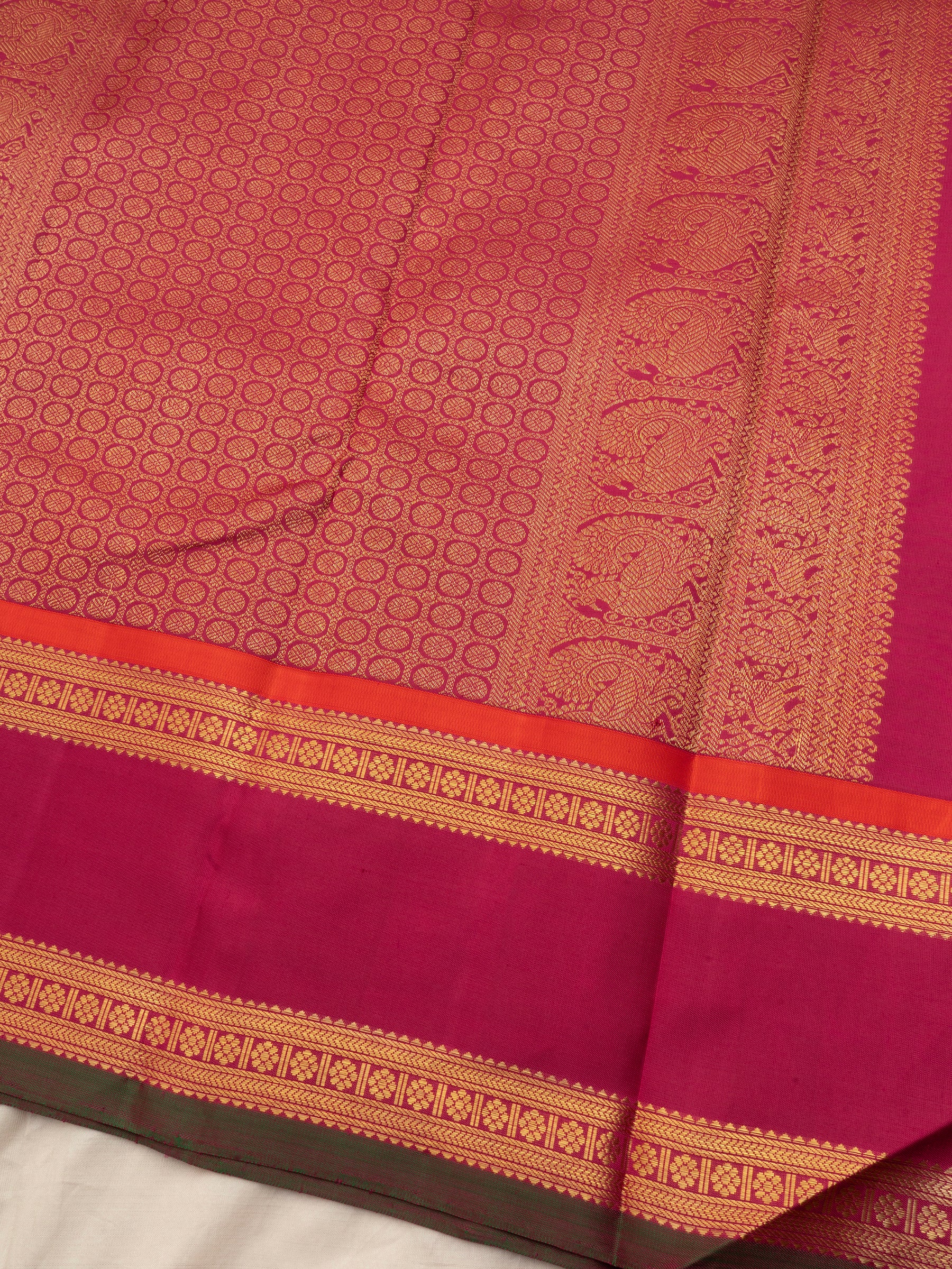 Off white Laksham Butta Korvai Thread work Kanjipuram Silk Saree CLSA8730