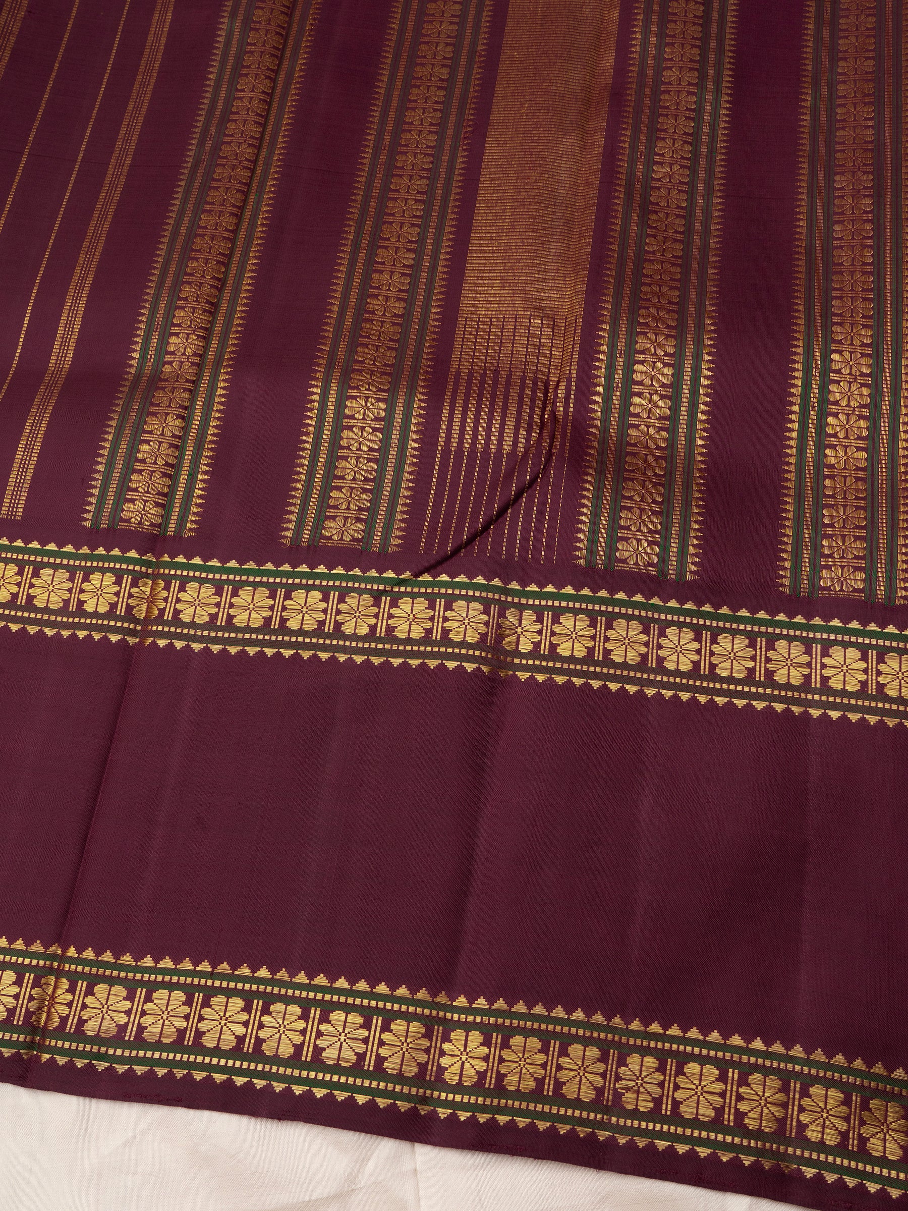 Vintage green and brown rettapet border/ Arani Silk CL8758