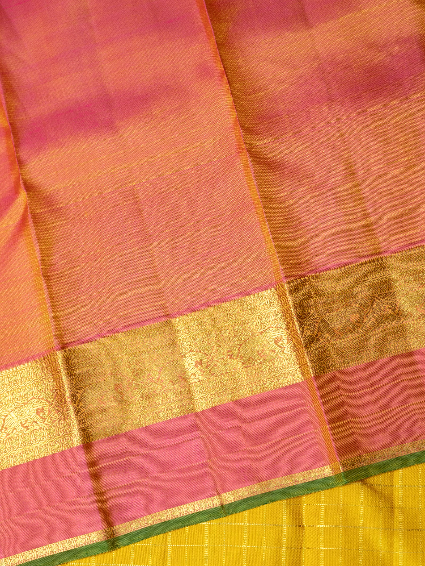 Mustard yellow Zari Kattam Kanjipuram Silk Saree CLSA8879